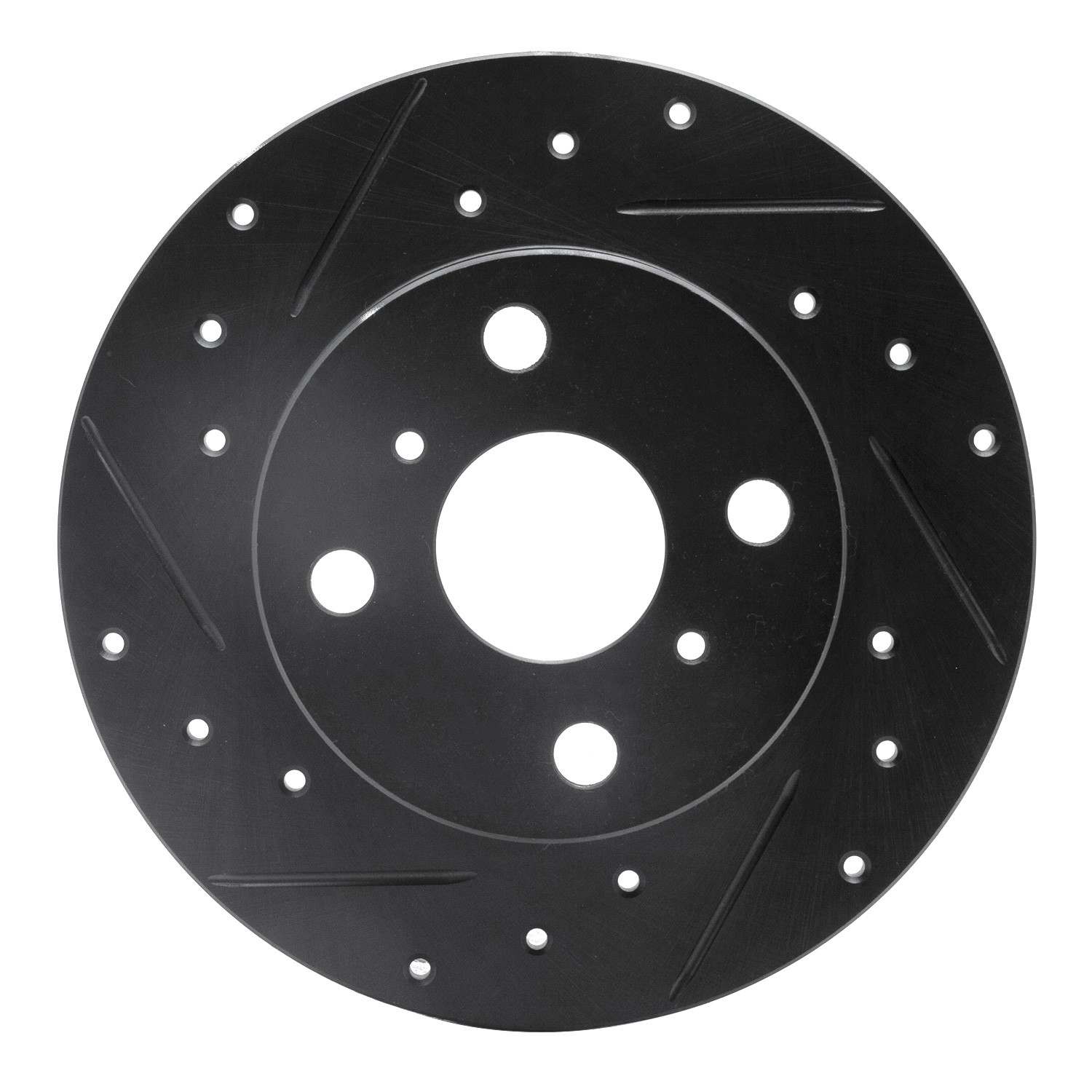 R1 Concepts 85-86 Toyota MR2 Rear Left Drilled & Slotted Black Brake Rotor