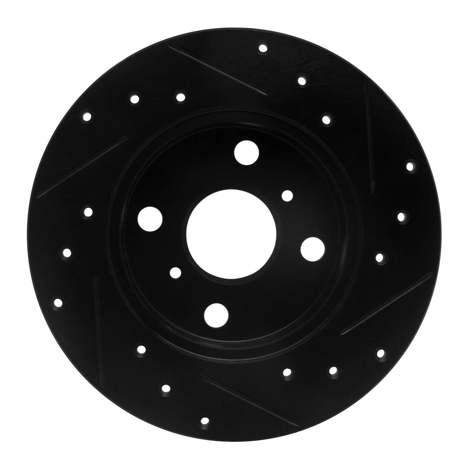 R1 Concepts 85-86 Toyota MR2 Rear Left Drilled & Slotted Black Brake Rotor - Image 2