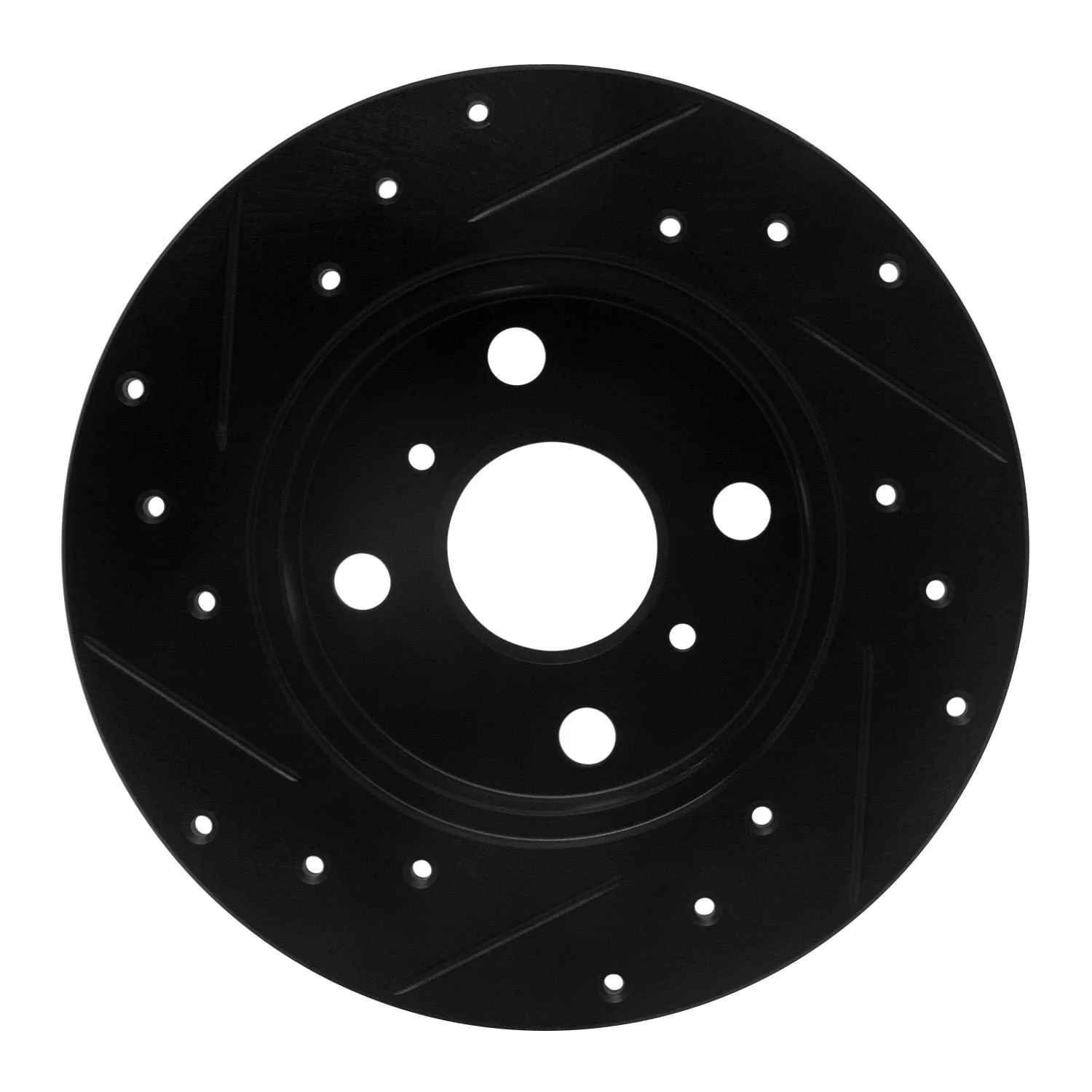 R1 Concepts 85-86 Toyota MR2 Rear Right Drilled & Slotted Black Brake Rotor - Image 2
