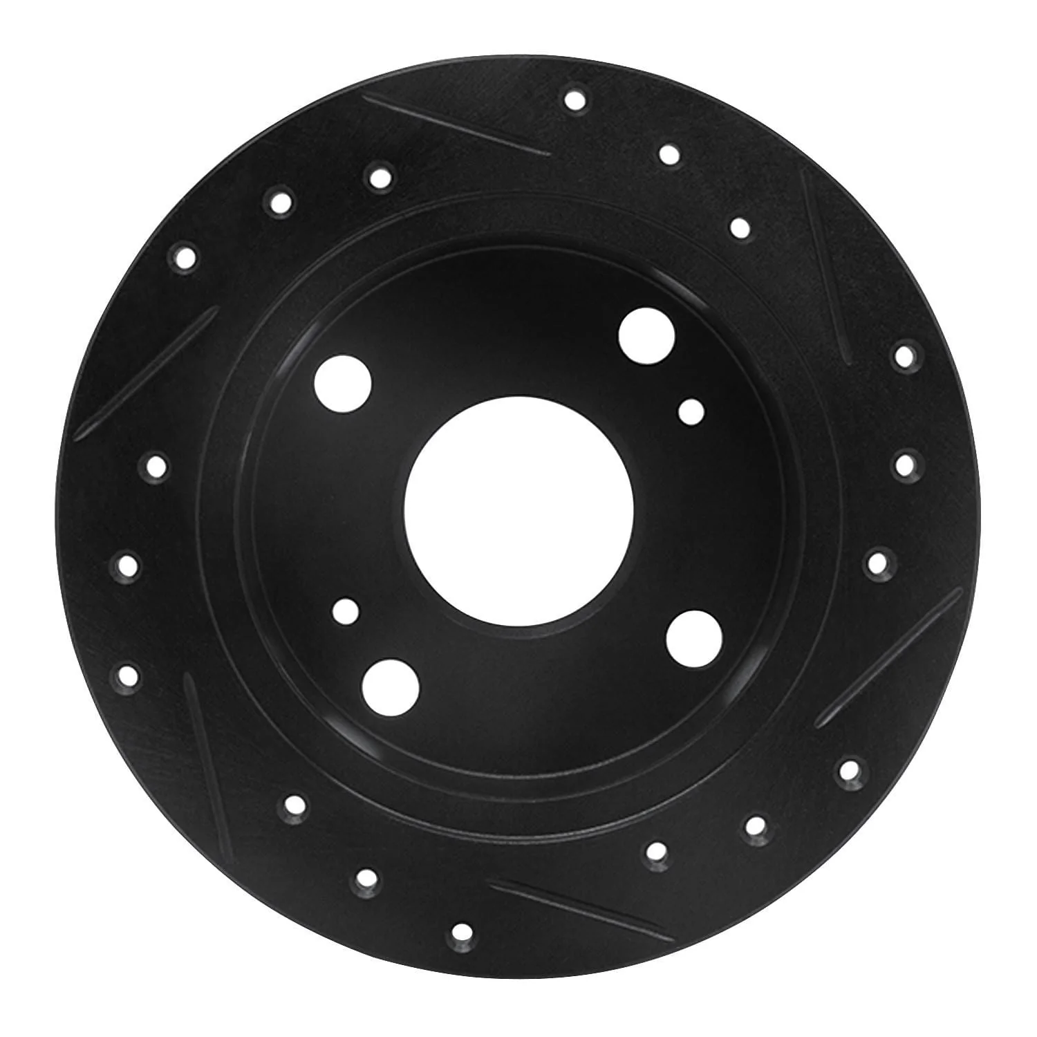 R1 Concepts 85-87 Toyota Corolla (US/Canada) Rear Left Drilled & Slotted Black Brake Rotor - Image 2