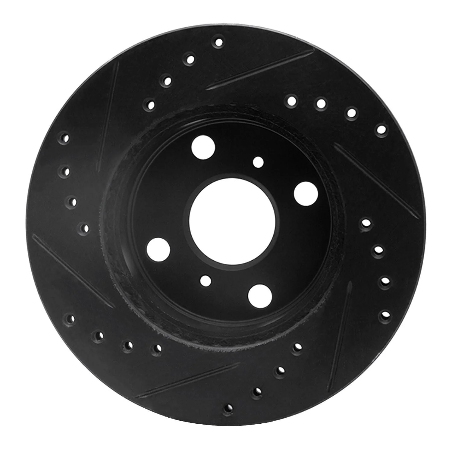 R1 Concepts 85-88 Chevrolet Nova Front Right Drilled & Slotted Black Brake Rotor - Image 2