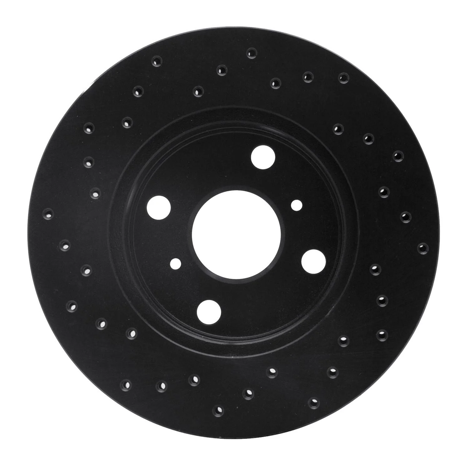 R1 Concepts 85-88 Toyota Corolla Front Right Drilled Black Brake Rotor - Image 2