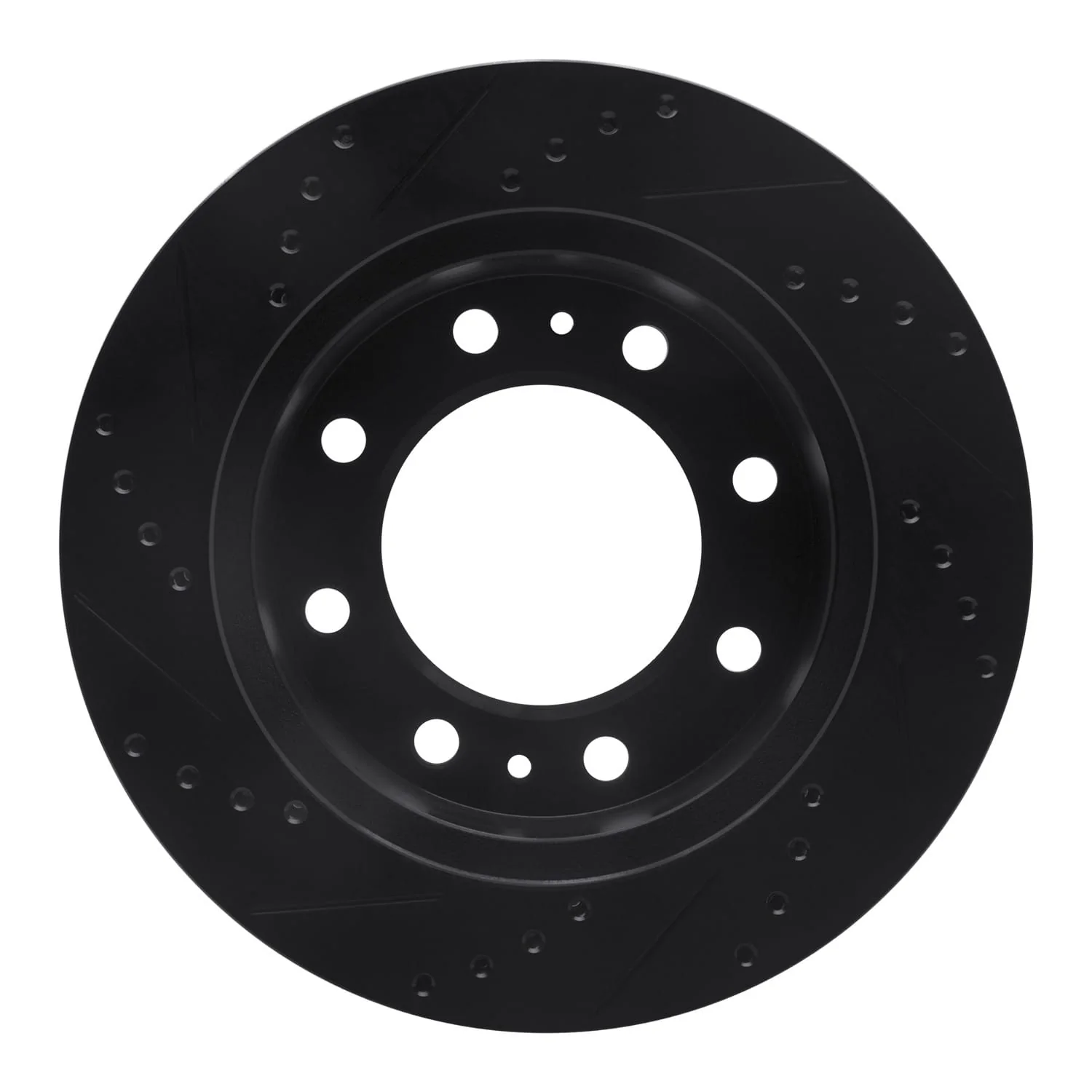 R1 Concepts 85-89 Chevrolet P30 Front Right Drilled & Slotted Black Brake Rotor - Image 2