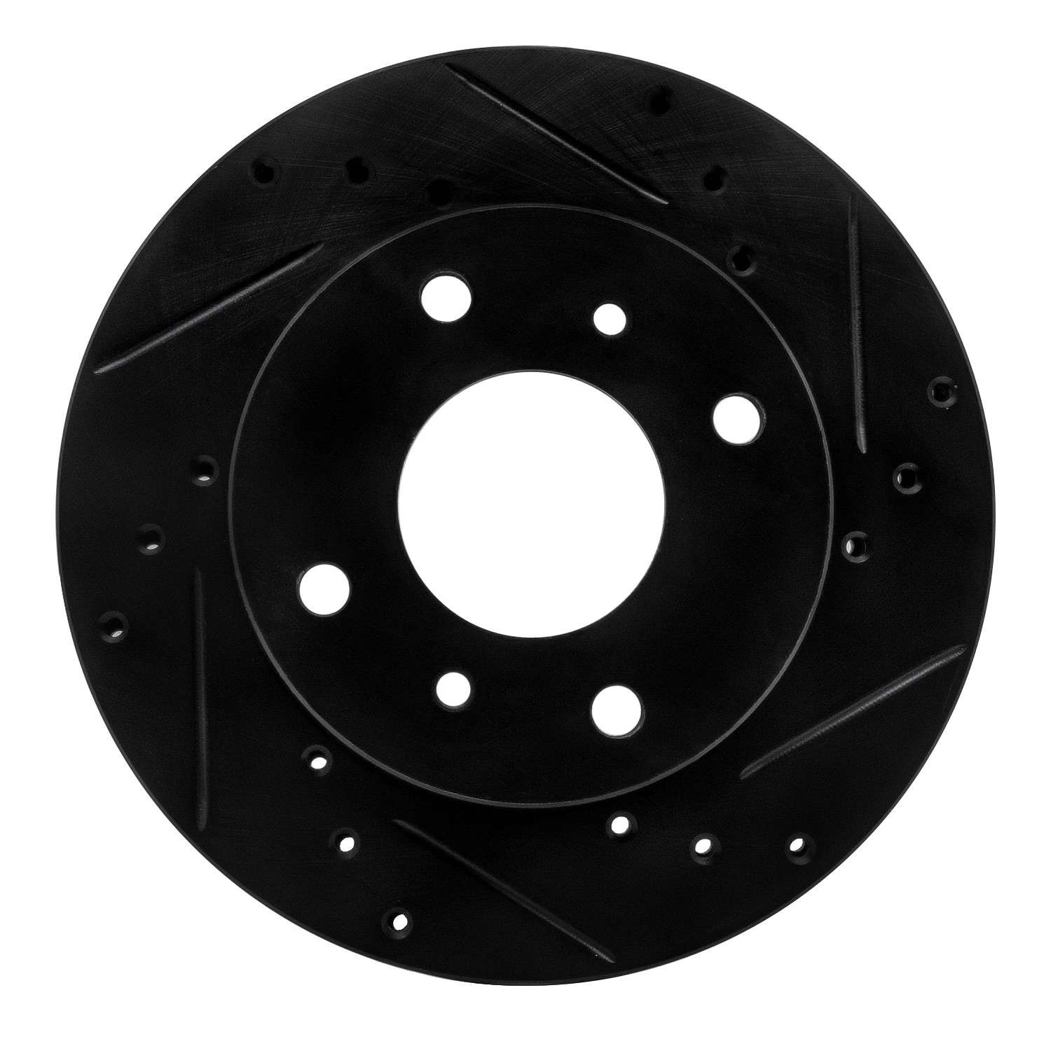 R1 Concepts 85-89 Nissan STANZA Front Right Drilled & Slotted Black Brake Rotor