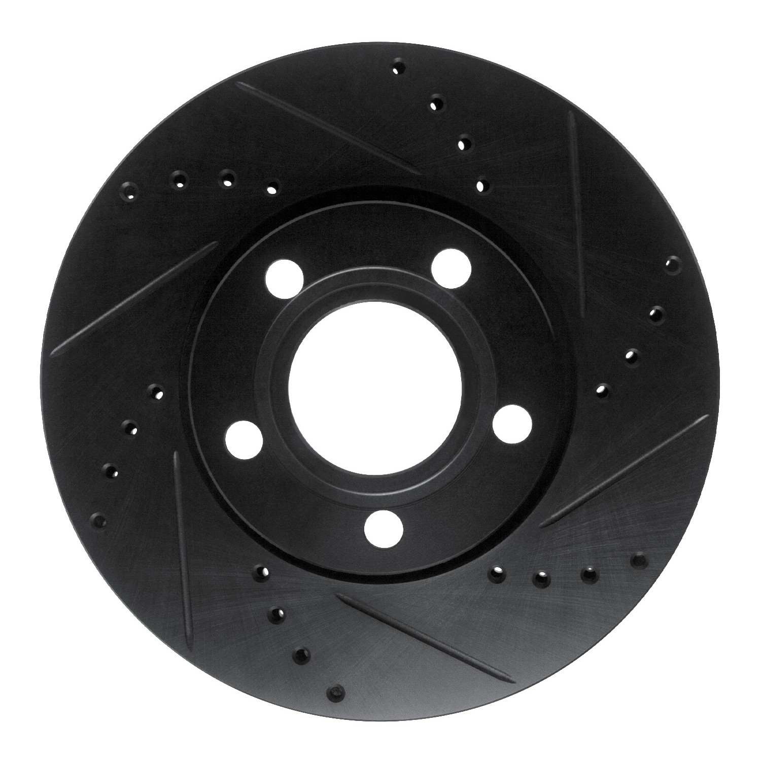 R1 Concepts 85-91 Audi 5000S Front Right Drilled & Slotted Black Brake Rotor
