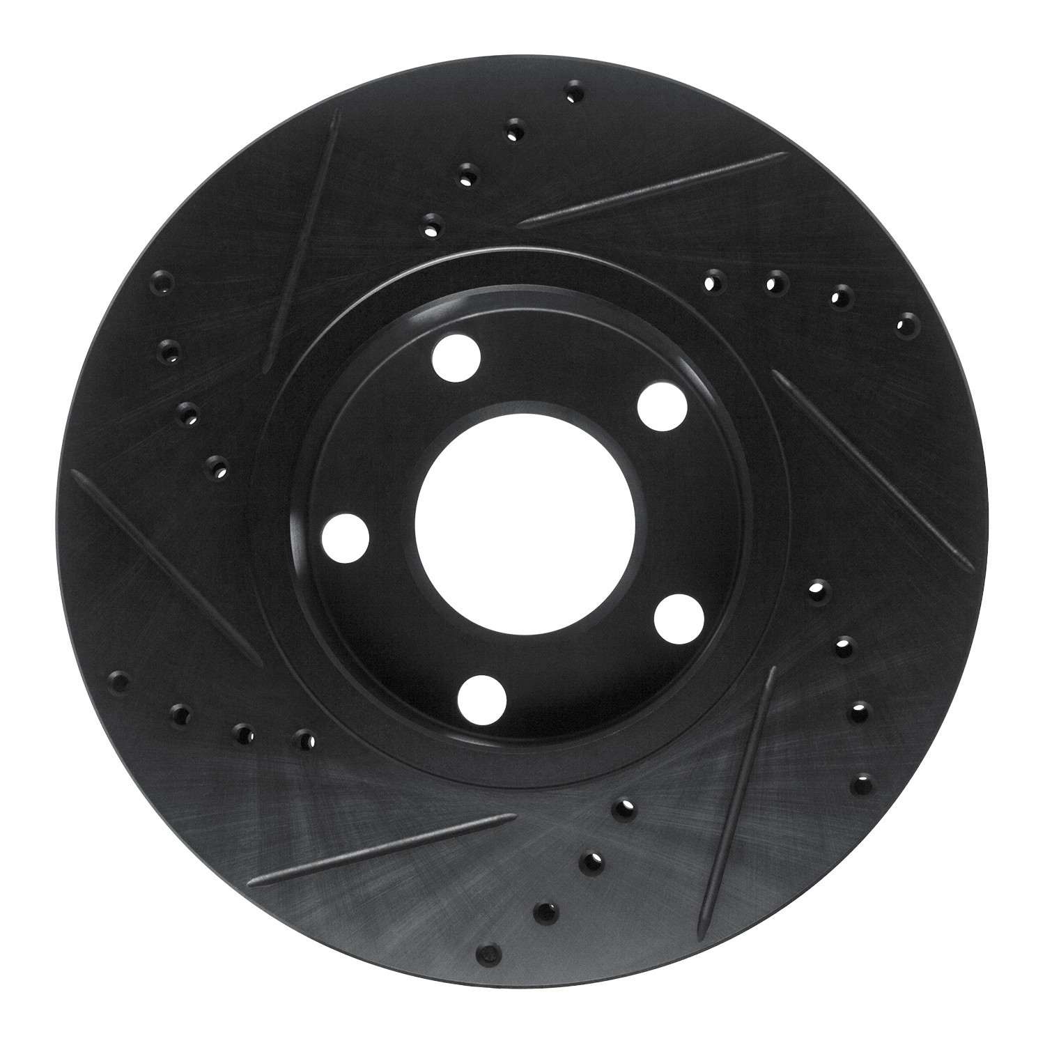 R1 Concepts 85-91 Audi 5000S Front Right Drilled & Slotted Black Brake Rotor - Image 2