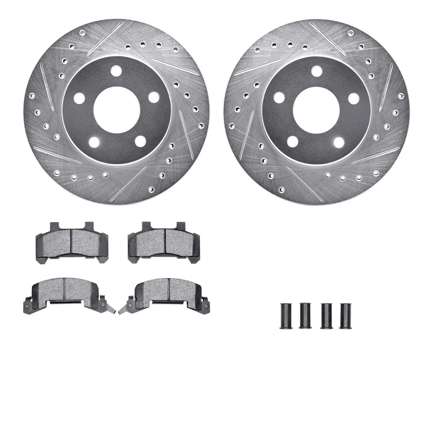 R1 Concepts 85-91 Buick Somerset Front Drill/Slot Silver Rotors w/Optimum Pads