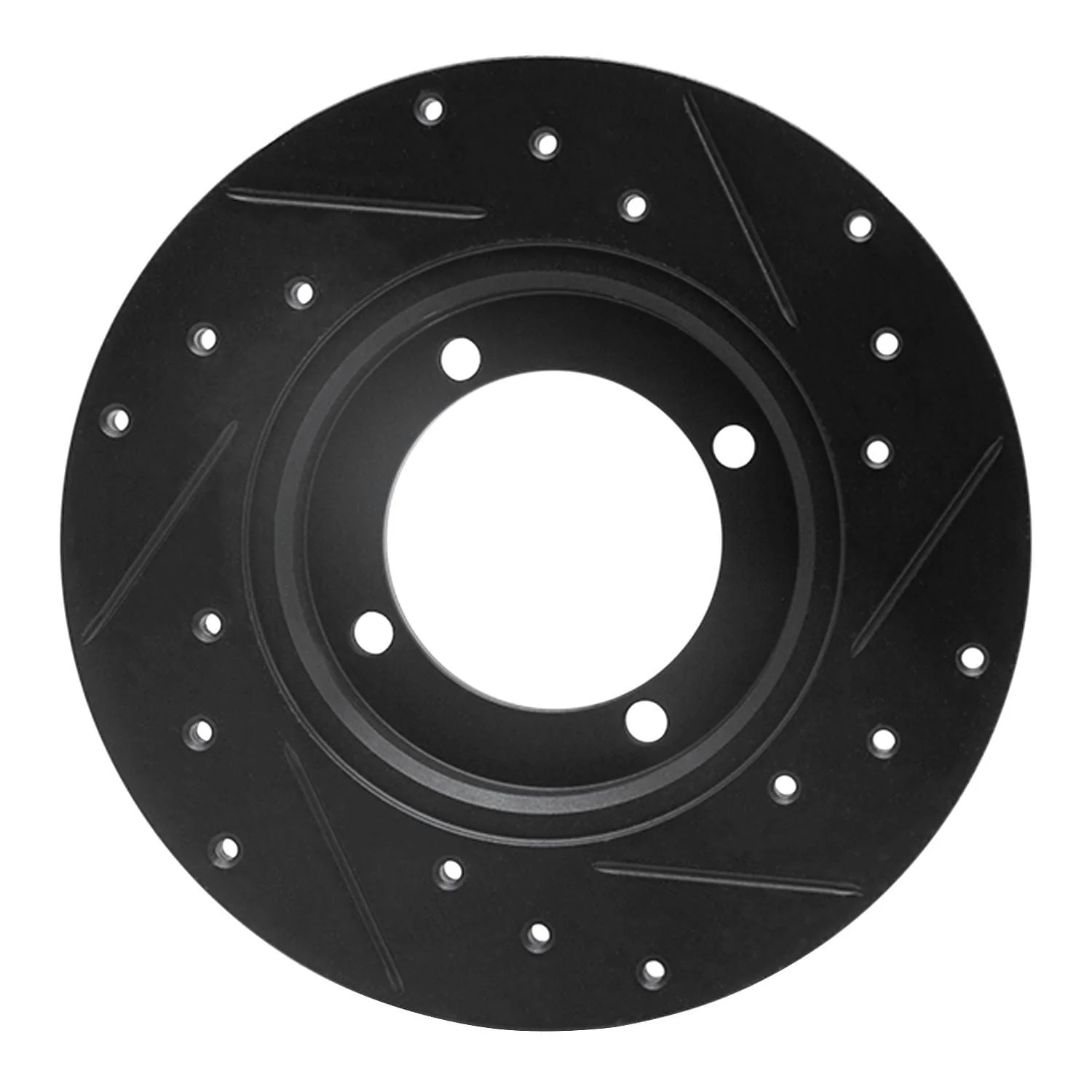 R1 Concepts 85-91 Dodge COLT Front Left Drilled & Slotted Black Brake Rotor - Image 2