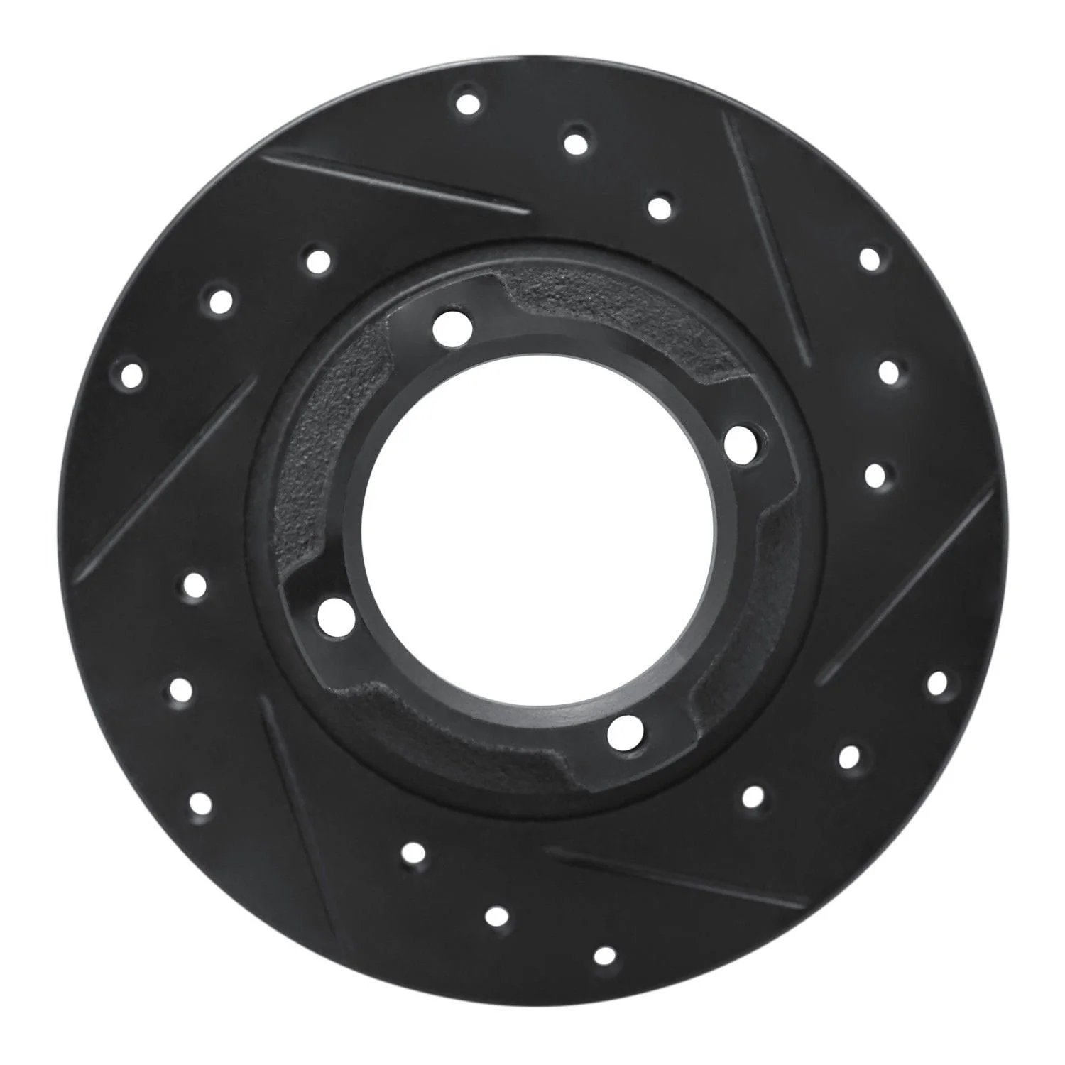 R1 Concepts 85-91 Subaru Loyale Rear Right Drilled & Slotted Black Brake Rotor