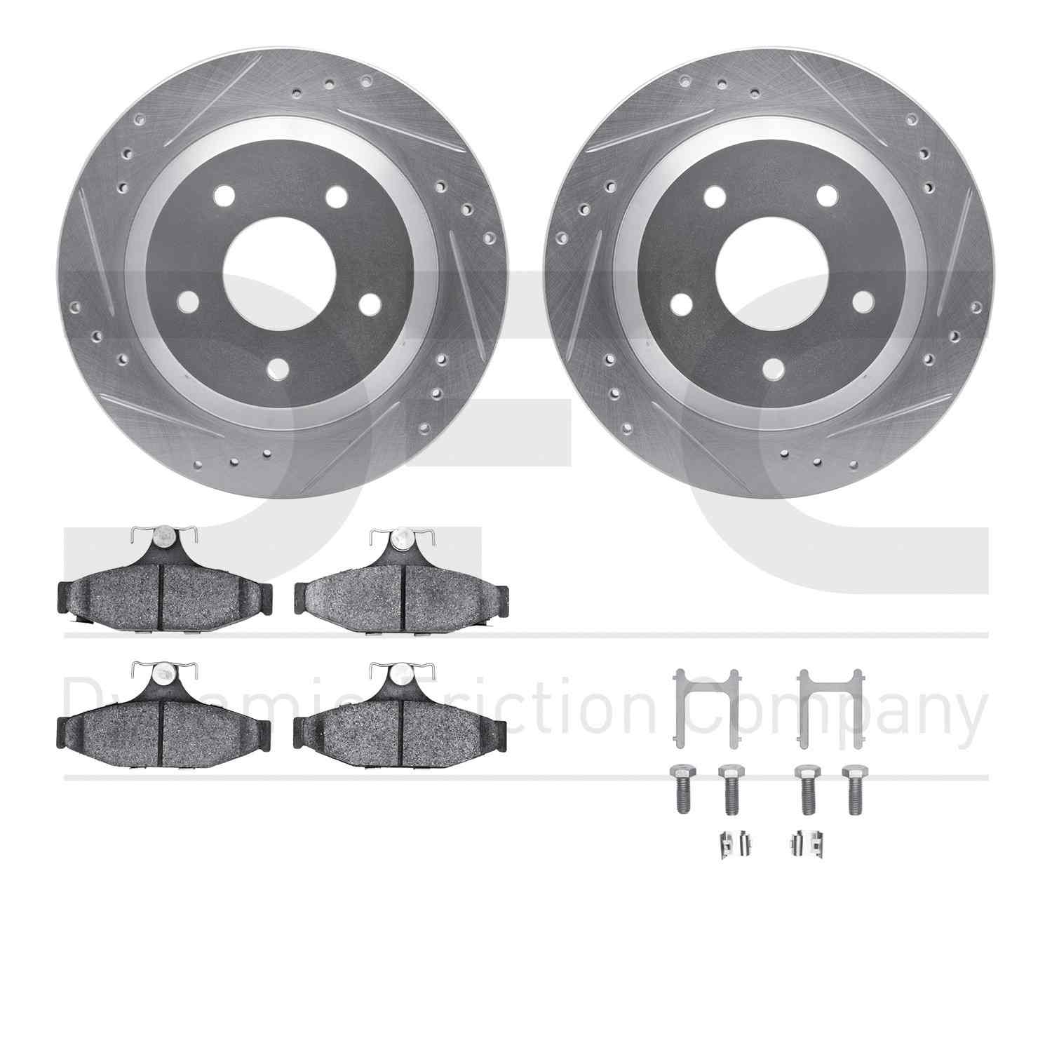 R1 Concepts 85-92 Chevrolet Camaro Rear Drill/Slot Silver Rotors w/Optimum Pads