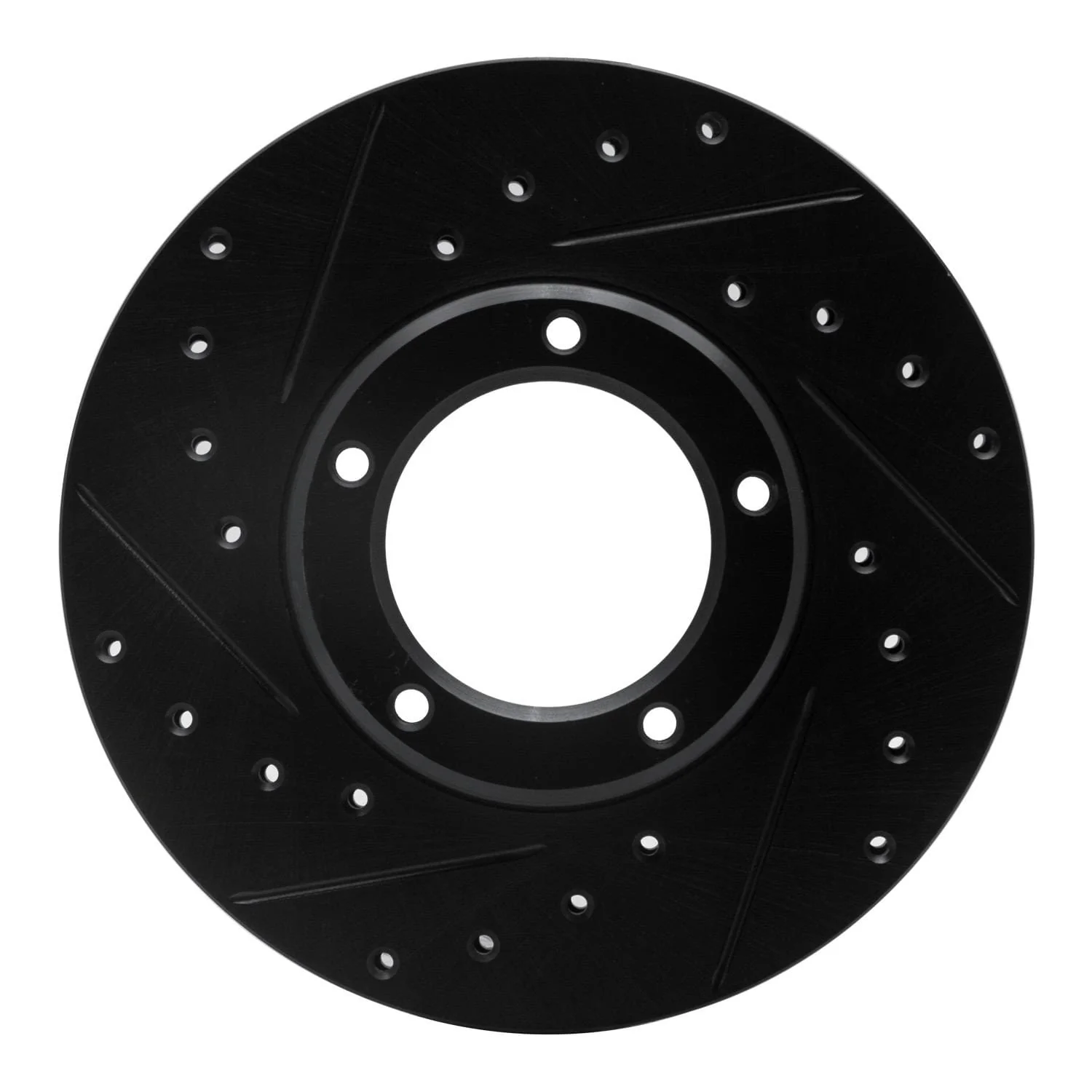 R1 Concepts 85-92 Toyota Pickup Front Left Drilled & Slotted Black Brake Rotor