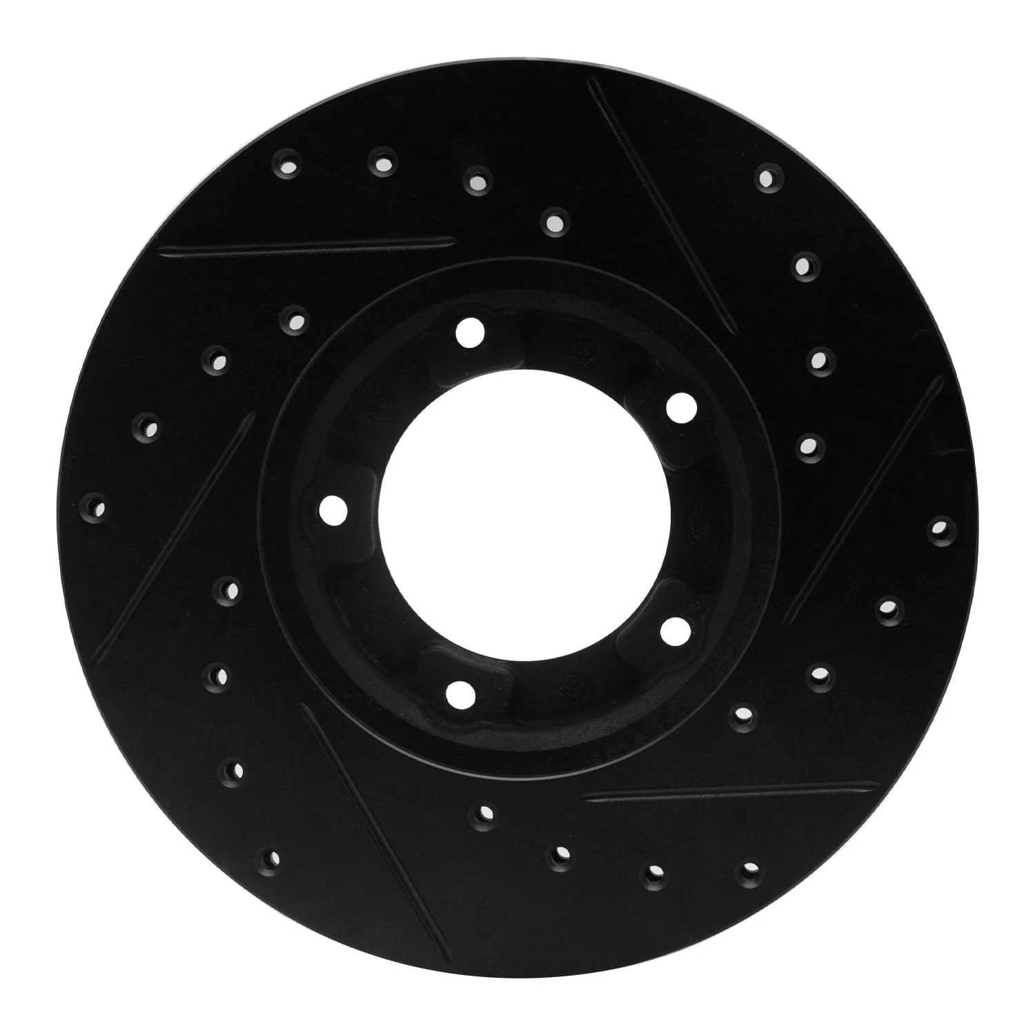 R1 Concepts 85-92 Toyota Pickup Front Left Drilled & Slotted Black Brake Rotor - Image 2