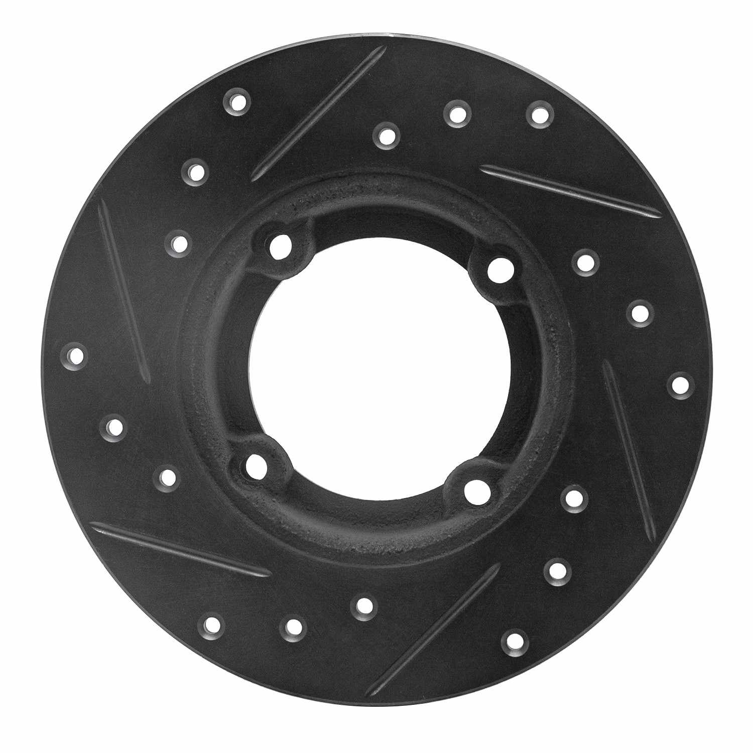 R1 Concepts 85-94 Chevrolet Sprint Front Right Drilled & Slotted Black Brake Rotor - Image 2