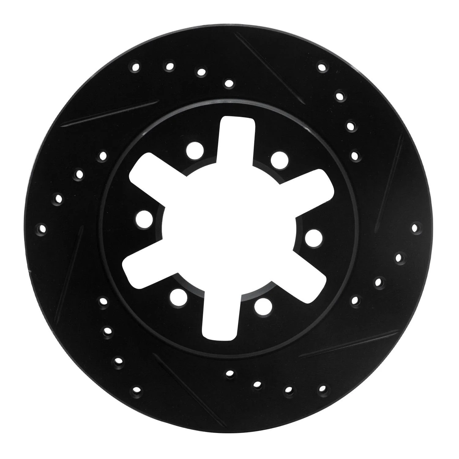 R1 Concepts 85-97 Nissan D21 Pickup RWD (4 Cyl Excl HD) Front Right Drilled & Slotted Black Brake Rotor