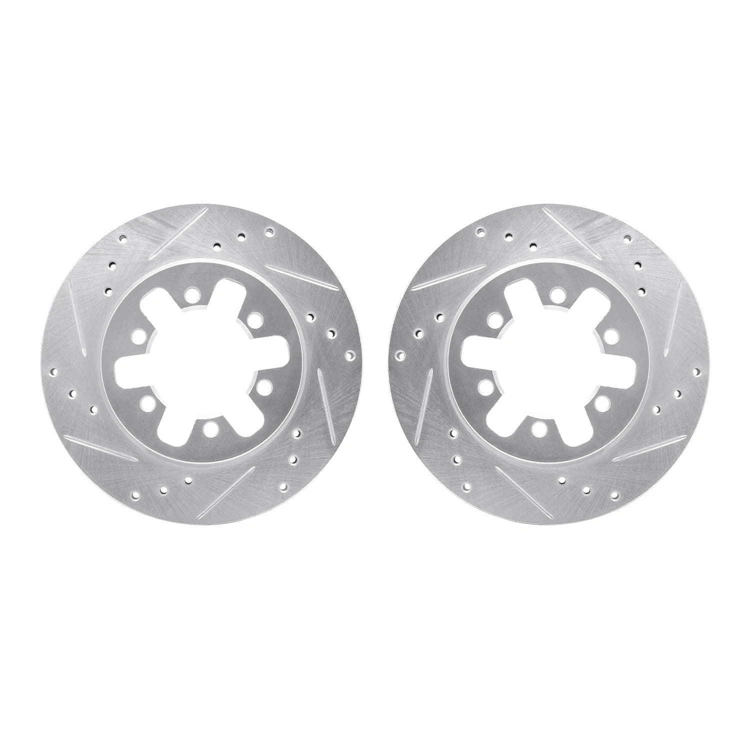 R1 Concepts 85-97 Nissan Pickup Front Drilled & Slotted Silver Brake Rotor Set