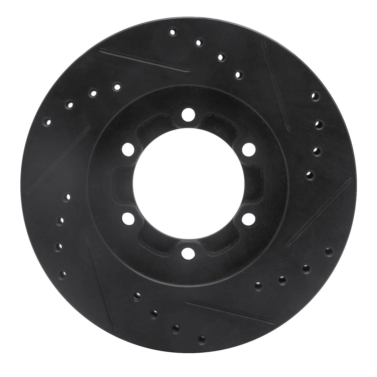 R1 Concepts 86-06 Chevrolet Luv Pickup (Mexico) Front Left Drilled & Slotted Black Brake Rotor - Image 2