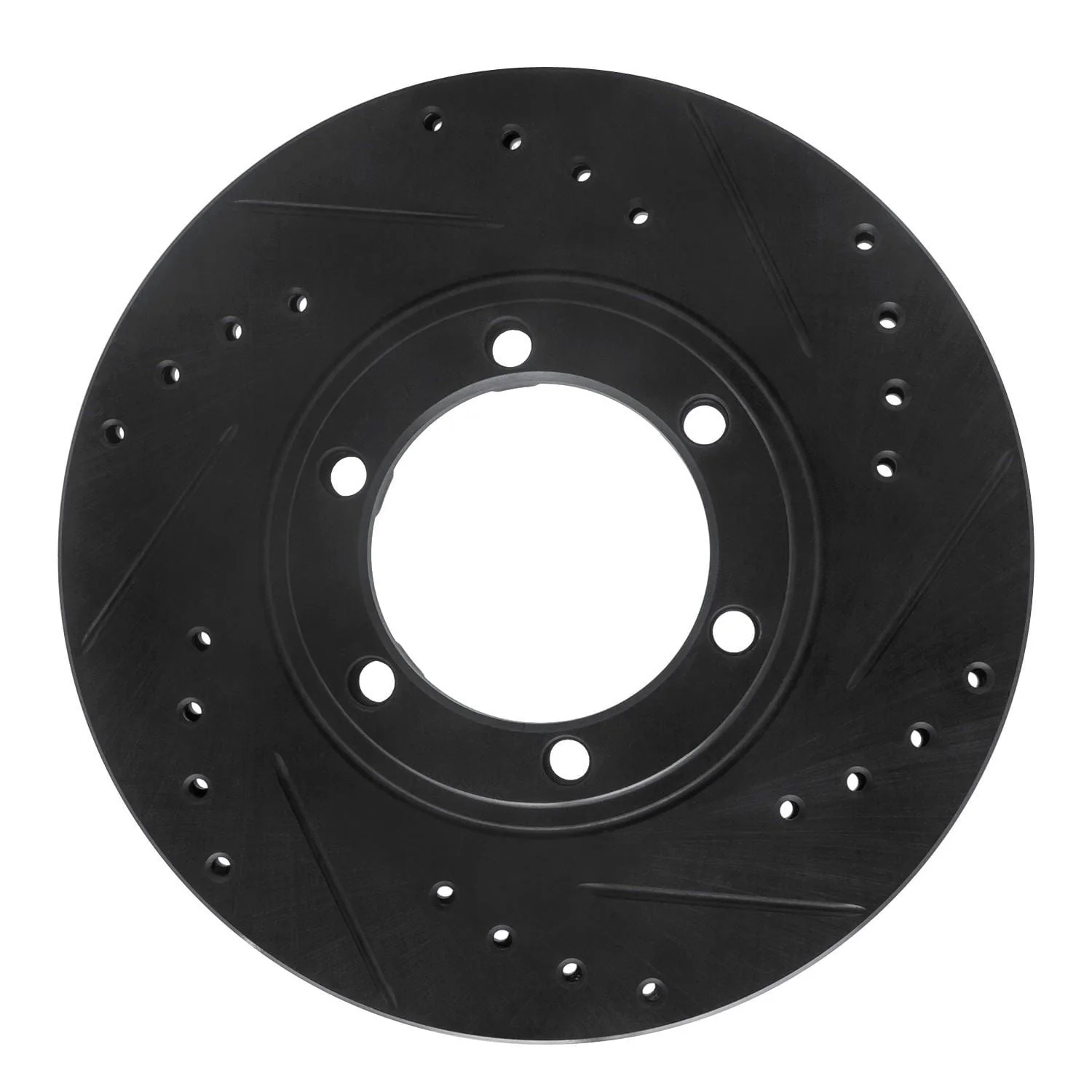 R1 Concepts 86-06 Chevrolet Luv Pickup (Mexico) Front Right Drilled & Slotted Black Brake Rotor