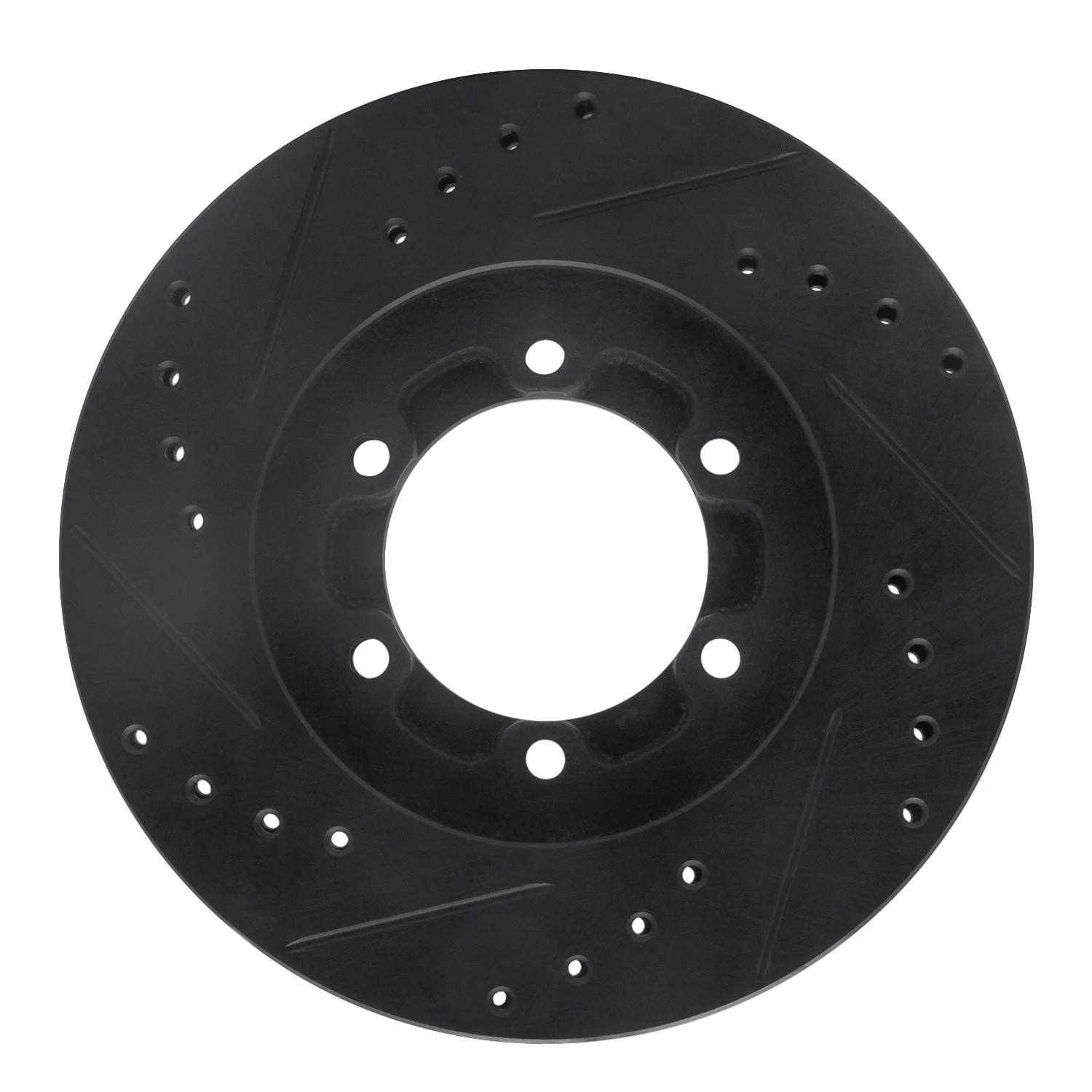 R1 Concepts 86-06 Chevrolet Luv Pickup (Mexico) Front Right Drilled & Slotted Black Brake Rotor - Image 2