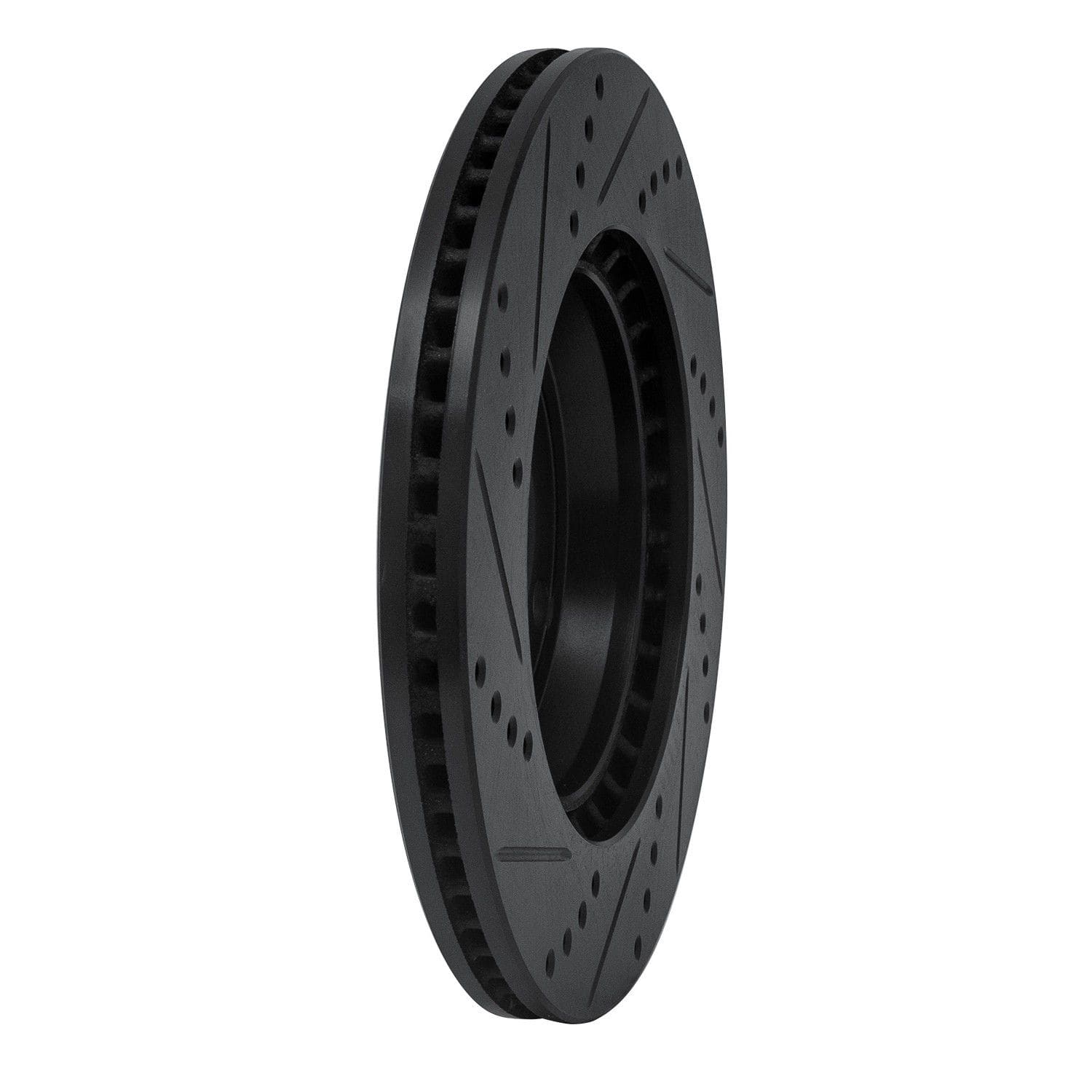 R1 Concepts 86-86 Saab 9000 Front Right Drilled & Slotted Black Brake Rotor - Image 2