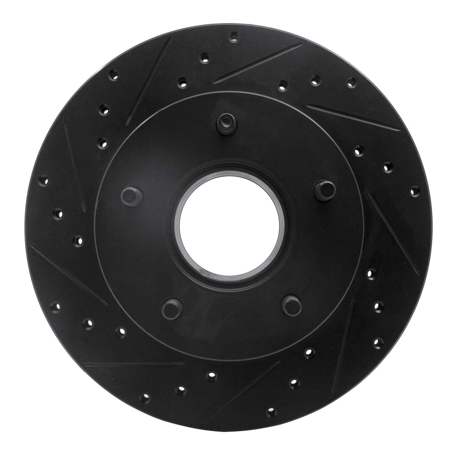 R1 Concepts 86-88 Ford Bronco Front Left Drilled & Slotted Black Brake Rotor