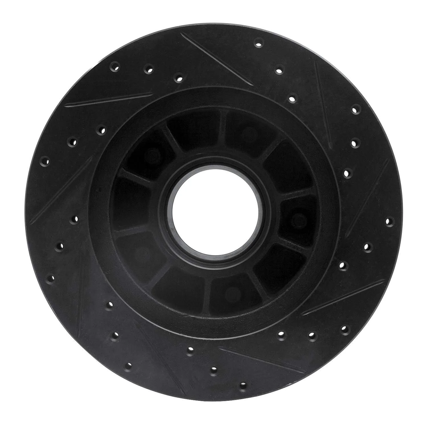 R1 Concepts 86-88 Ford Bronco Front Left Drilled & Slotted Black Brake Rotor - Image 2
