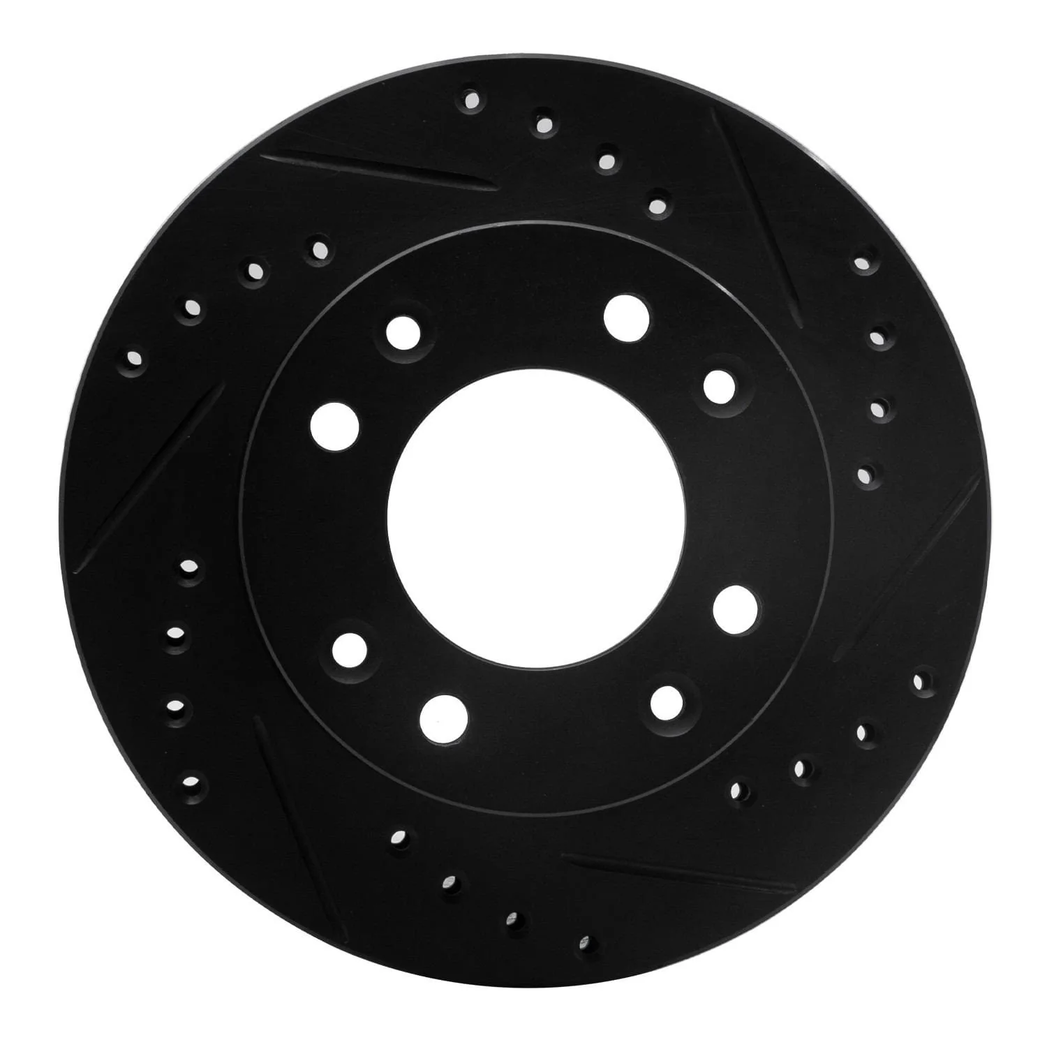 R1 Concepts 86-88 Mazda RX-7 Front Right Drilled & Slotted Black Brake Rotor
