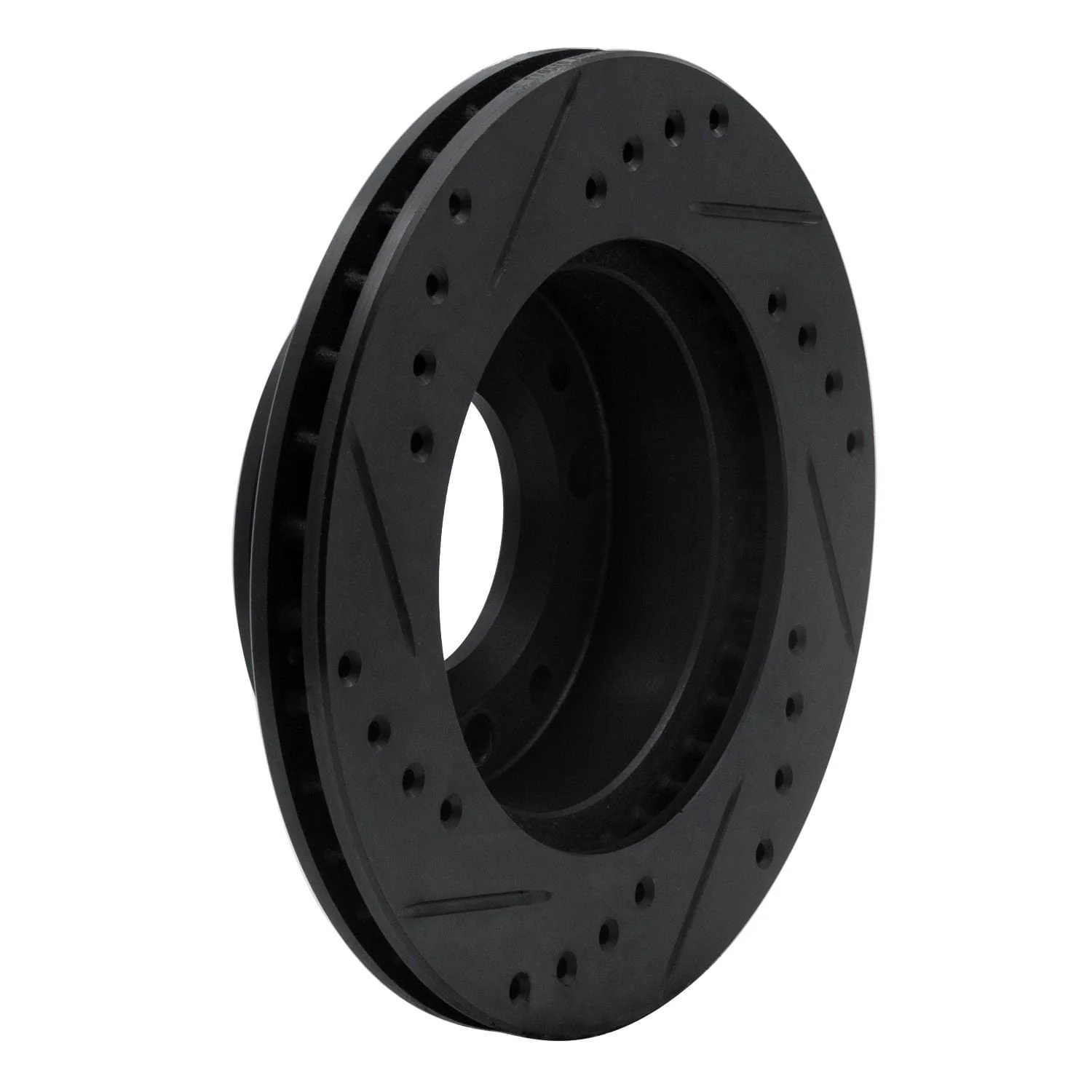 R1 Concepts 86-88 Mazda RX-7 Front Right Drilled & Slotted Black Brake Rotor - Image 2