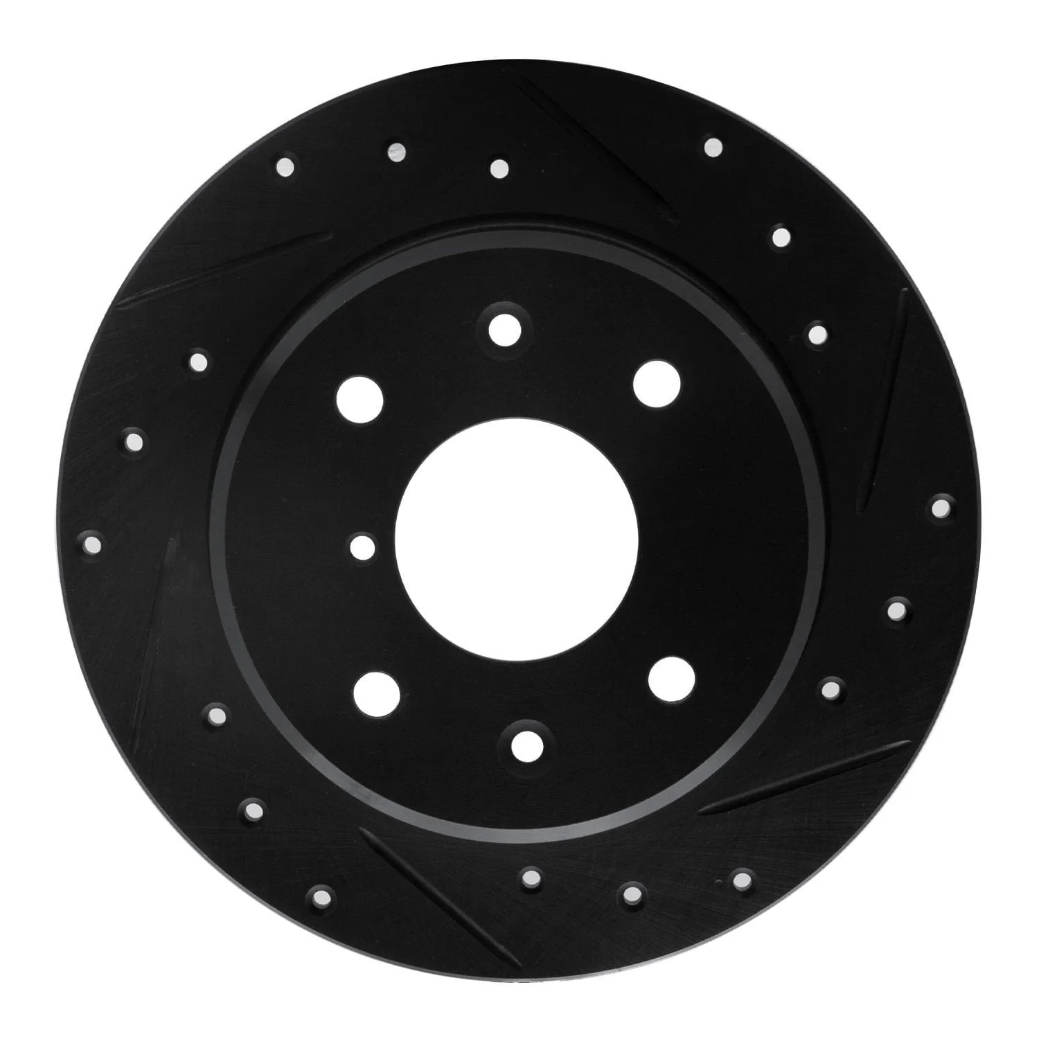 R1 Concepts 86-88 Mazda RX-7 Rear Right Drilled & Slotted Black Brake Rotor
