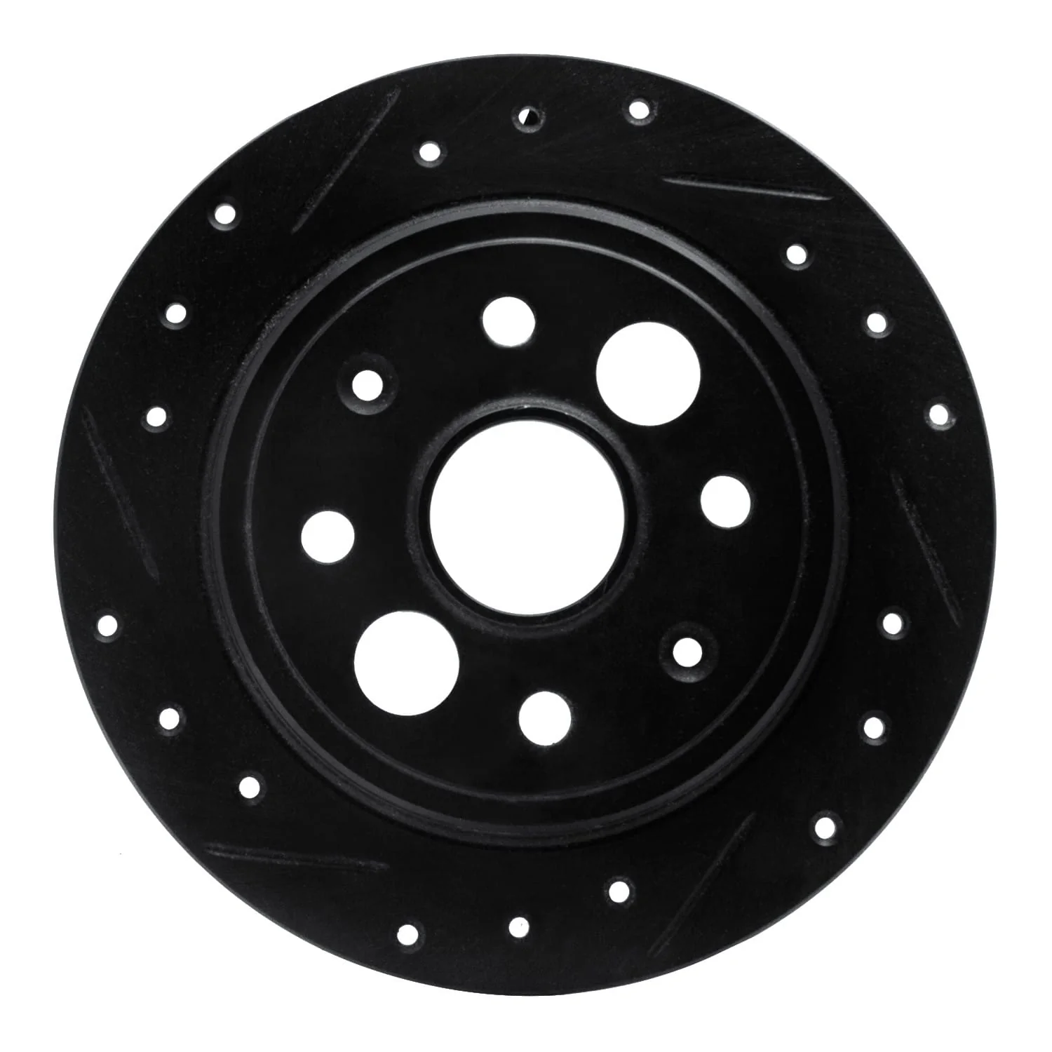 R1 Concepts 86-89 Acura Integra Rear Left Drilled & Slotted Black Brake Rotor
