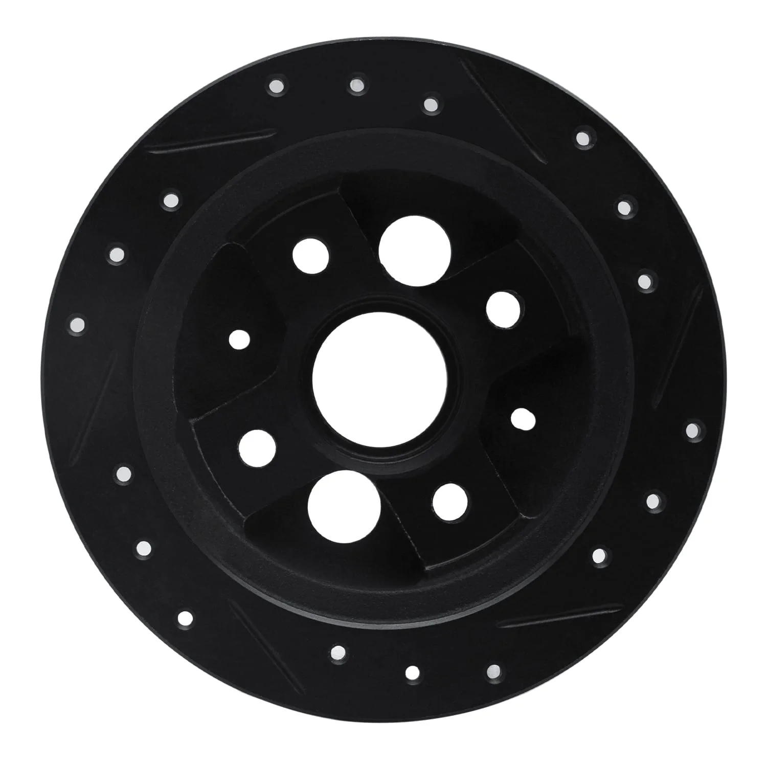 R1 Concepts 86-89 Acura Integra Rear Left Drilled & Slotted Black Brake Rotor - Image 2