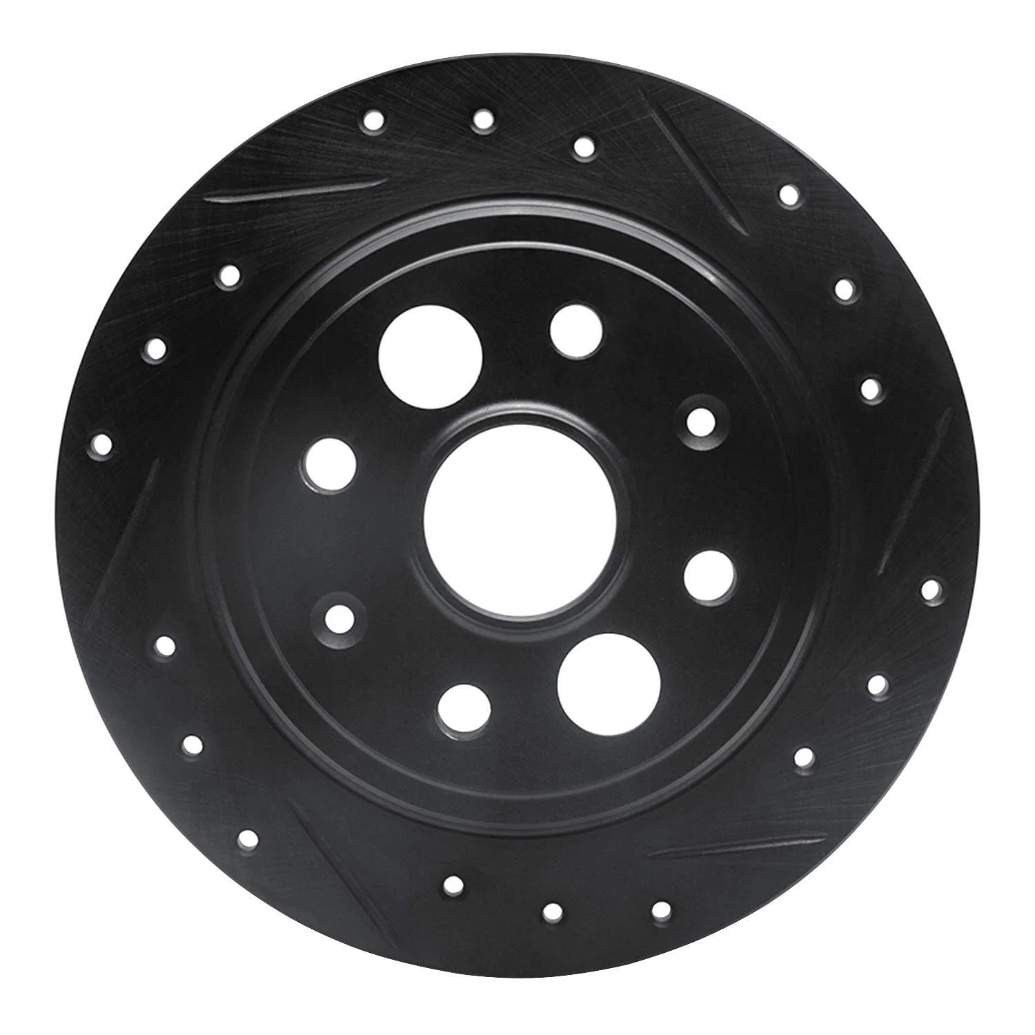 R1 Concepts 86-89 Acura Integra Rear Right Drilled & Slotted Black Brake Rotor