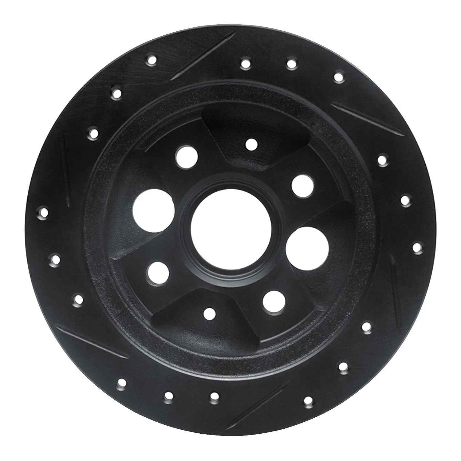 R1 Concepts 86-89 Acura Integra Rear Right Drilled & Slotted Black Brake Rotor - Image 2