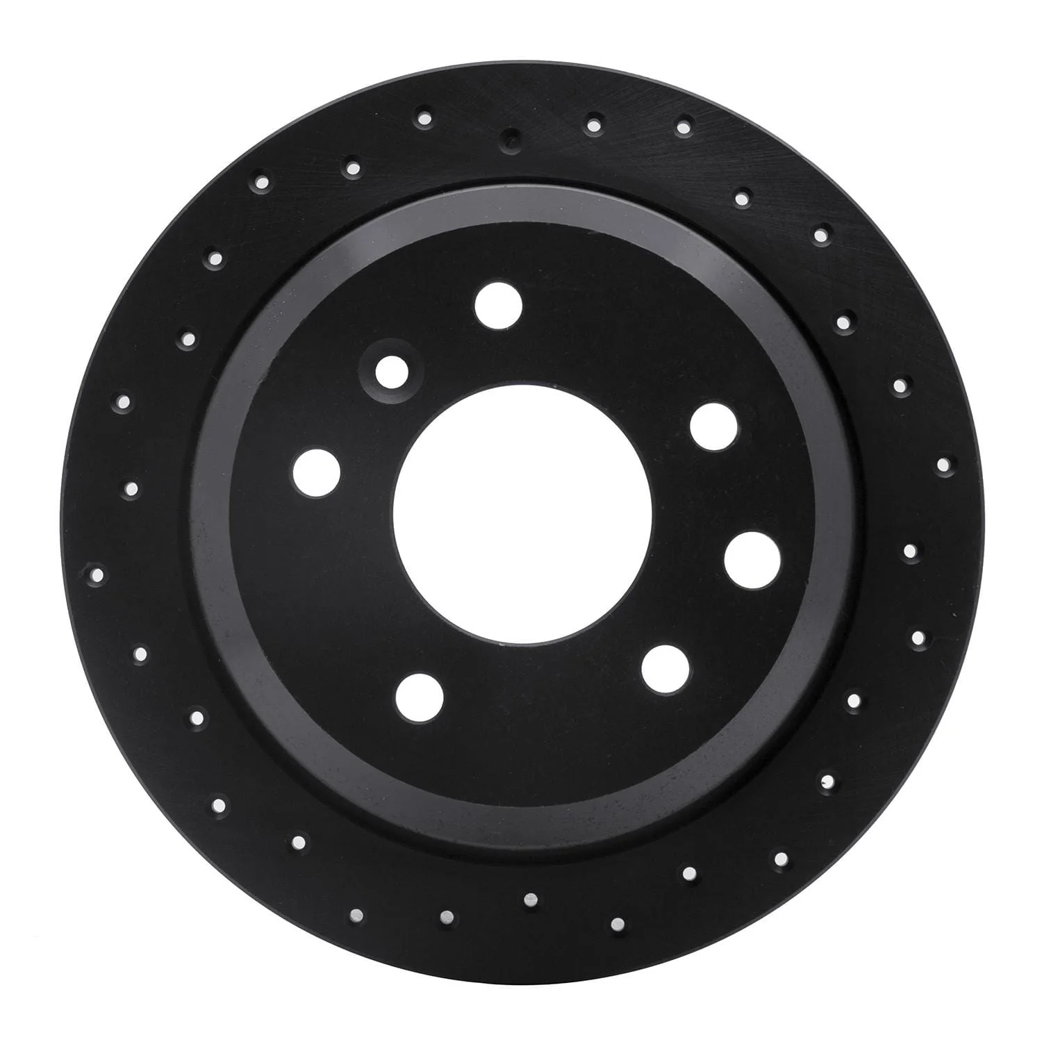R1 Concepts 86-89 Jaguar Vanden Plas Rear Left Drilled Black Brake Rotor