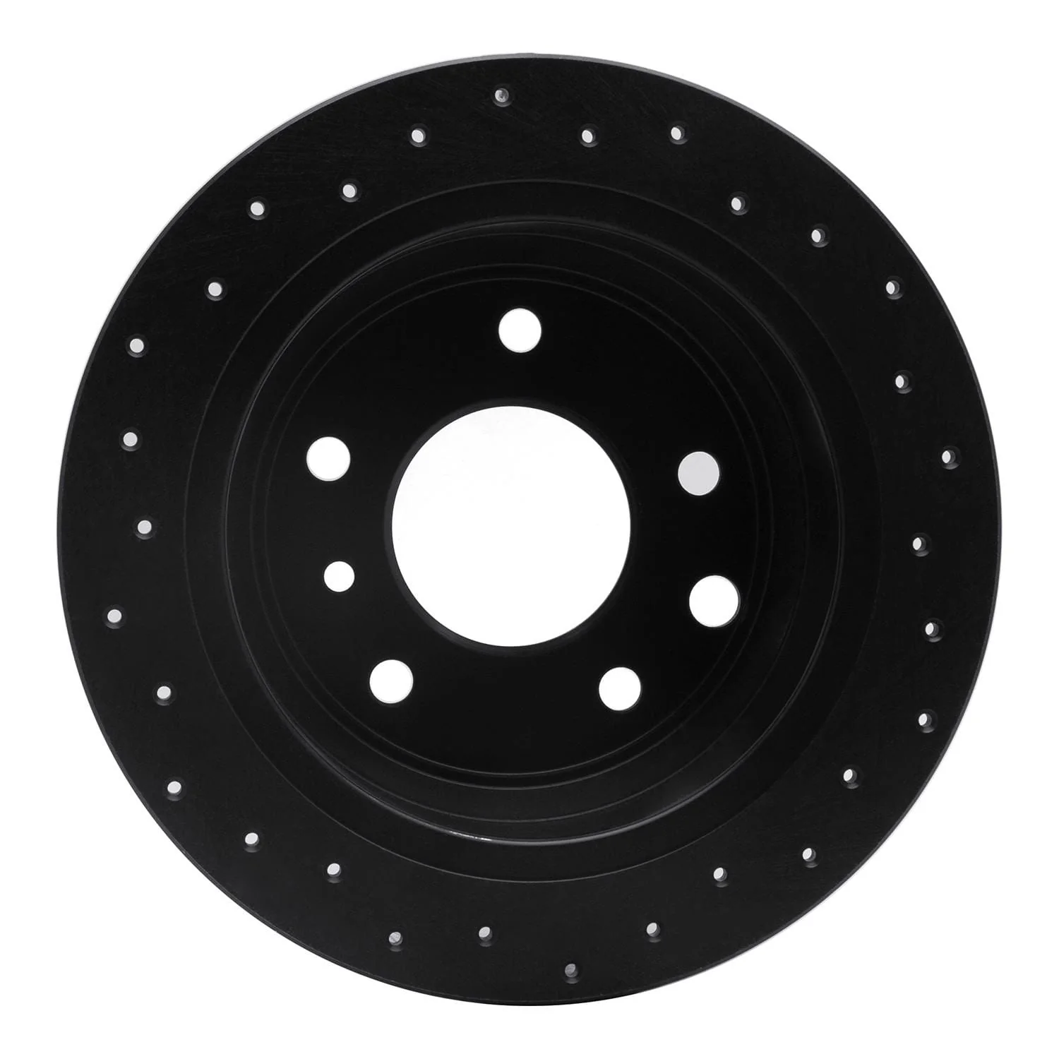 R1 Concepts 86-89 Jaguar Vanden Plas Rear Right Drilled Black Brake Rotor - Image 2