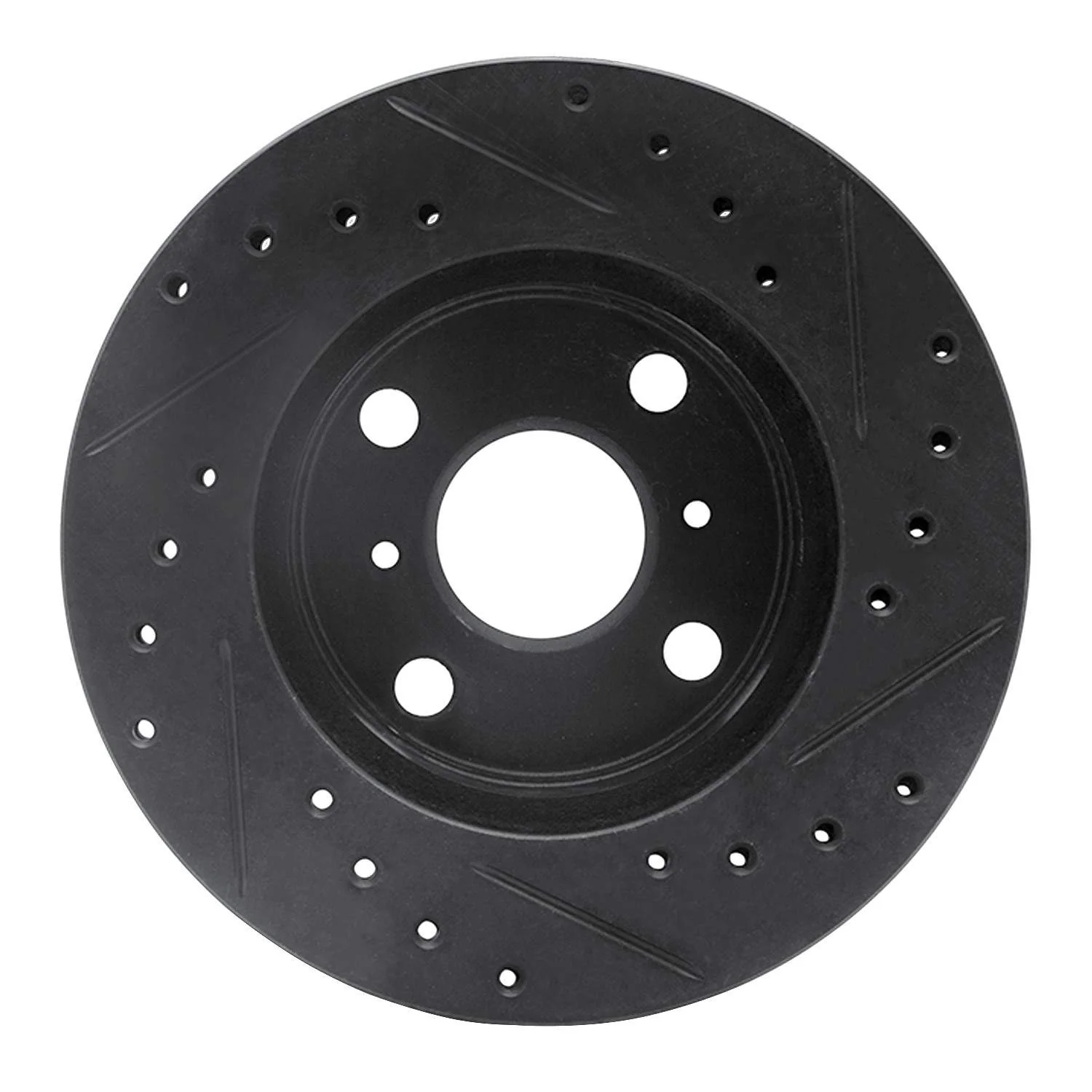 R1 Concepts 86-89 Toyota Celica Front Left Drilled & Slotted Black Brake Rotor - Image 2