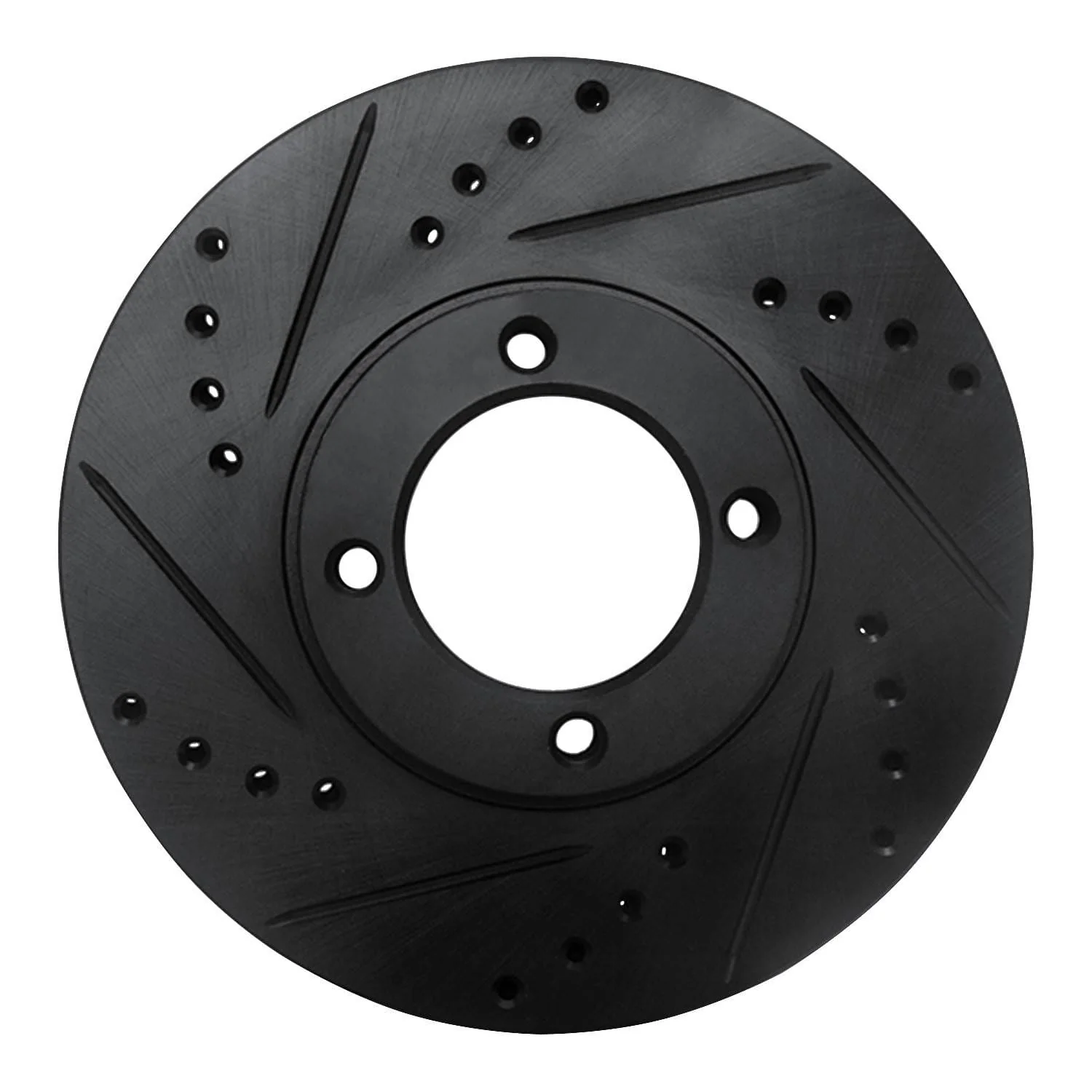 R1 Concepts 86-89 Toyota Van Front Left Drilled & Slotted Black Brake Rotor