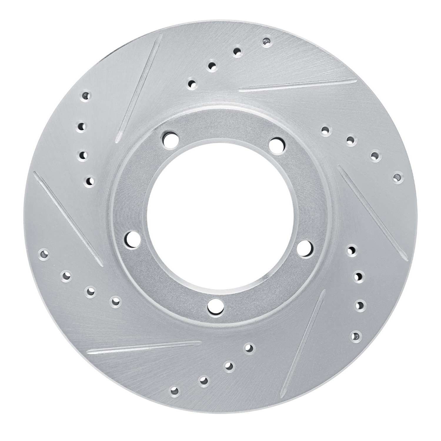 R1 Concepts 86-89 Toyota Van Front Left Drilled & Slotted Silver Brake Rotor