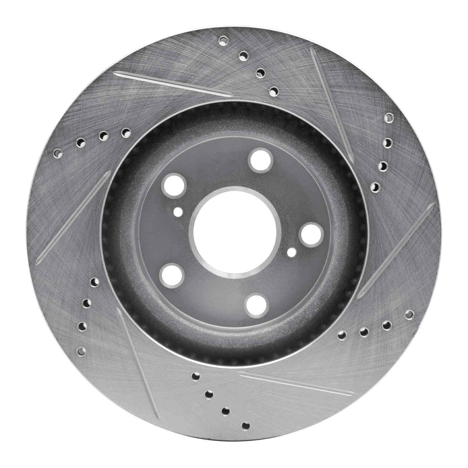 R1 Concepts 86-89 Toyota Van Front Left Drilled & Slotted Silver Brake Rotor - Image 2