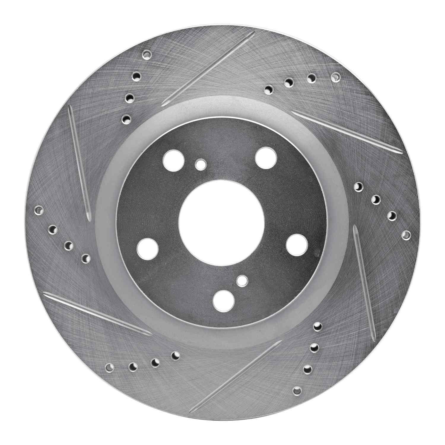 R1 Concepts 86-89 Toyota Van Front Left Drilled & Slotted Silver Brake Rotor - Image 3