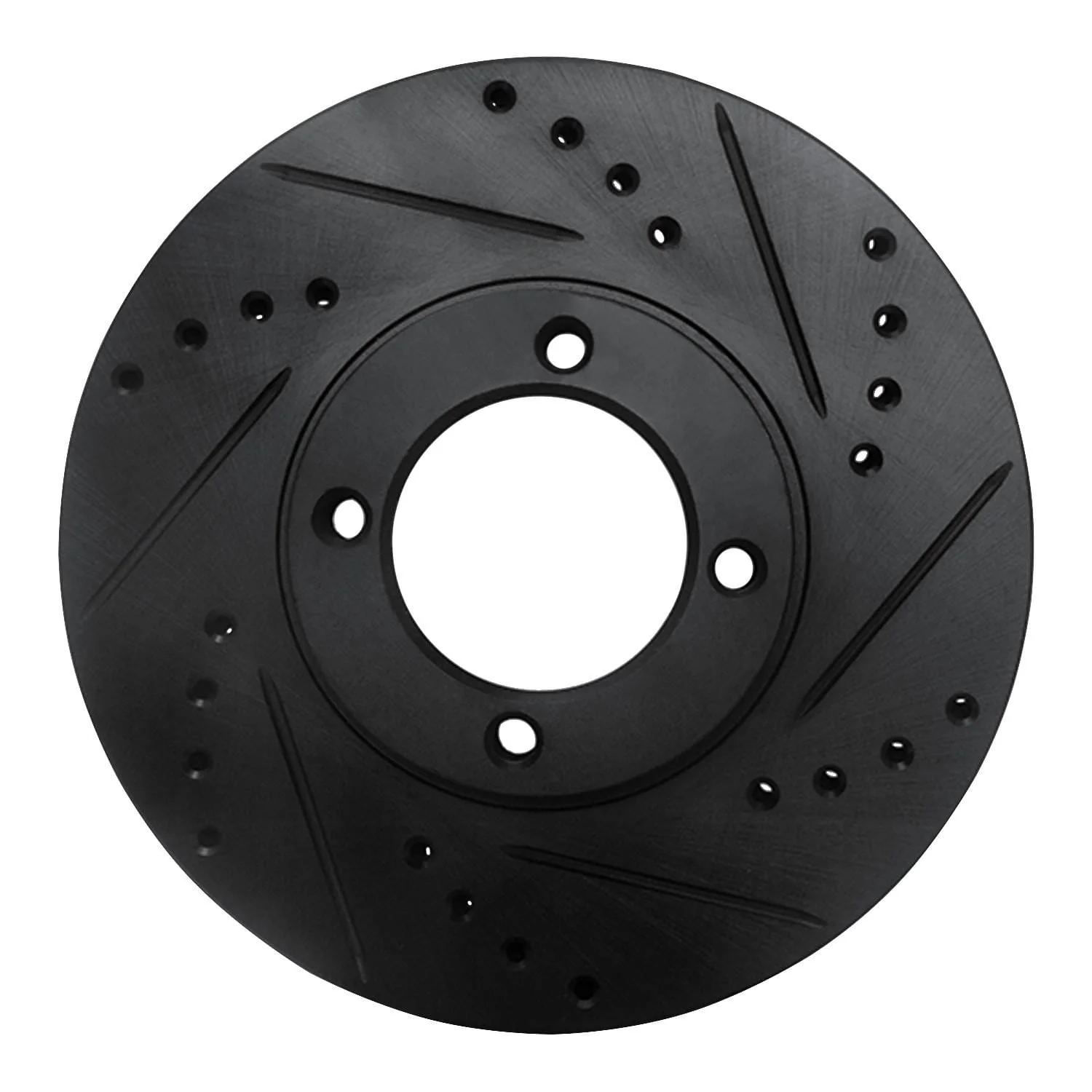 R1 Concepts 86-89 Toyota Van Front Right Drilled & Slotted Black Brake Rotor