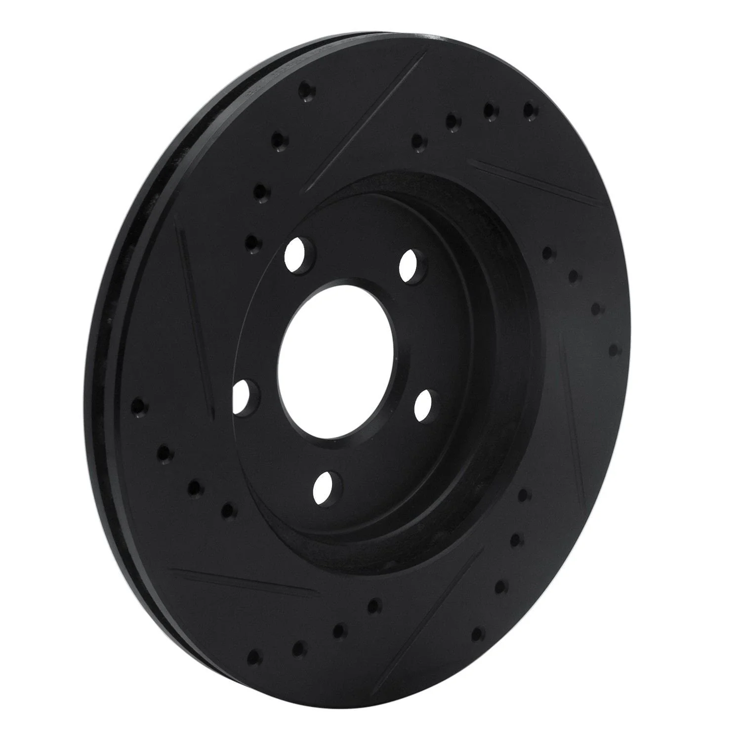 R1 Concepts 86-90 Chrysler Town & Country Front Right Drilled & Slotted Black Brake Rotor - Image 2