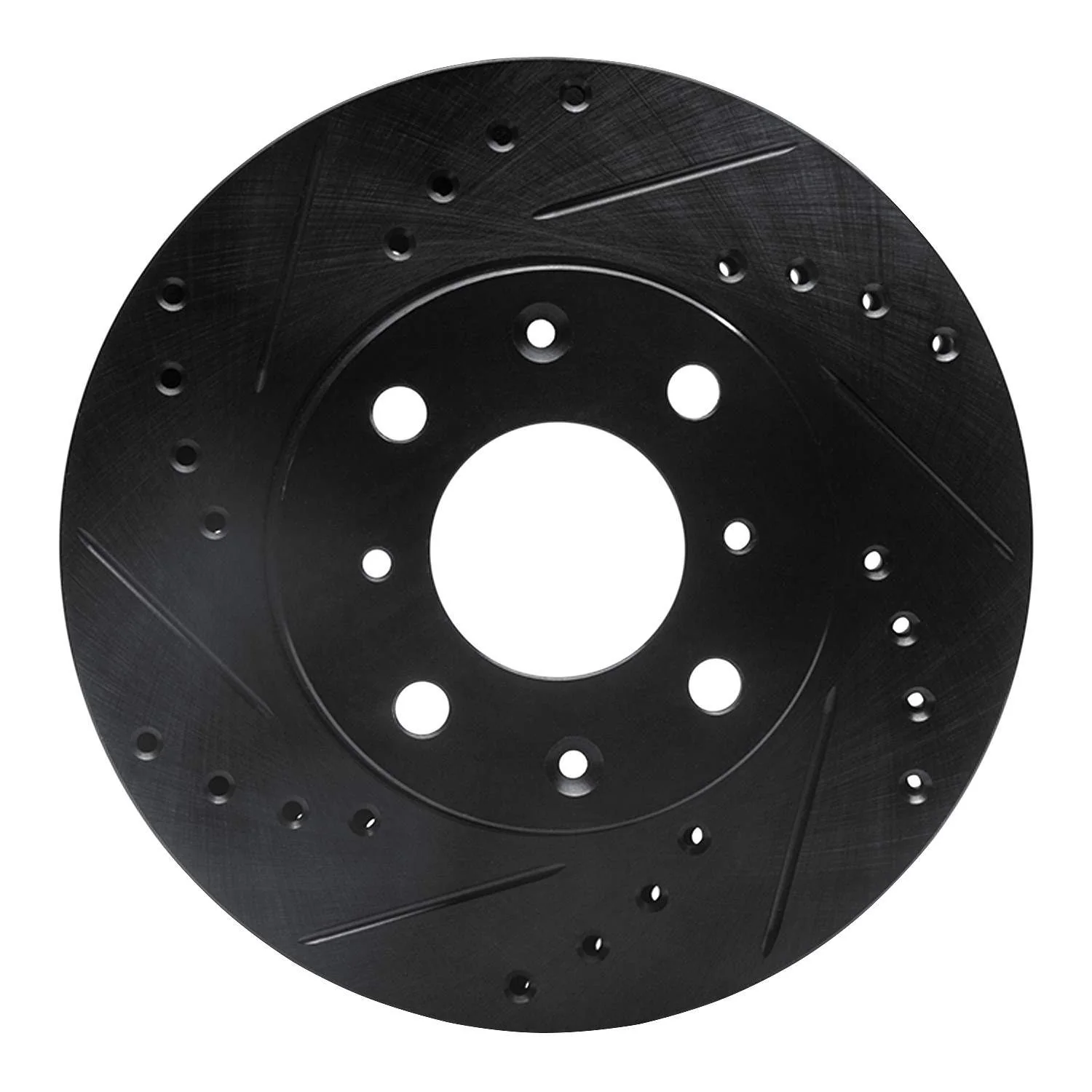 R1 Concepts 86-91 Acura Integra Front Left Drilled & Slotted Black Brake Rotor