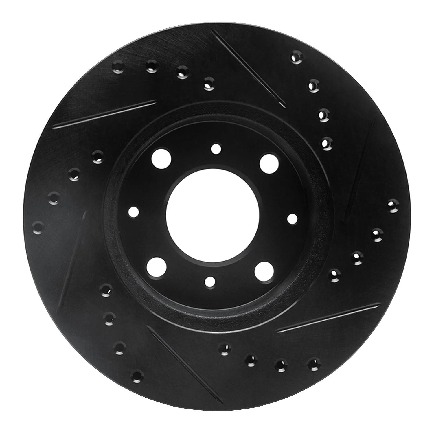 R1 Concepts 86-91 Acura Integra Front Left Drilled & Slotted Black Brake Rotor - Image 2