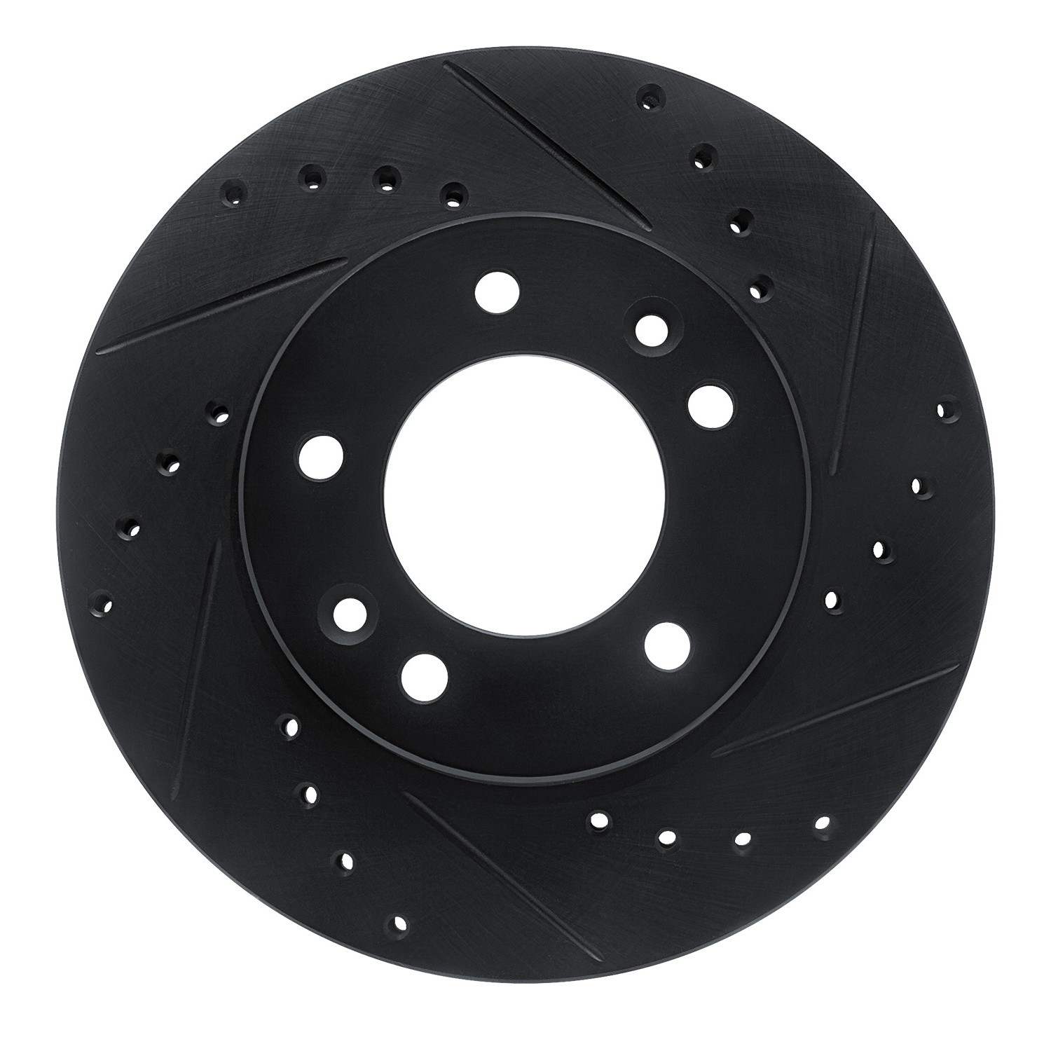 R1 Concepts 86-91 Mazda RX-7 Front Right Drilled & Slotted Black Brake Rotor