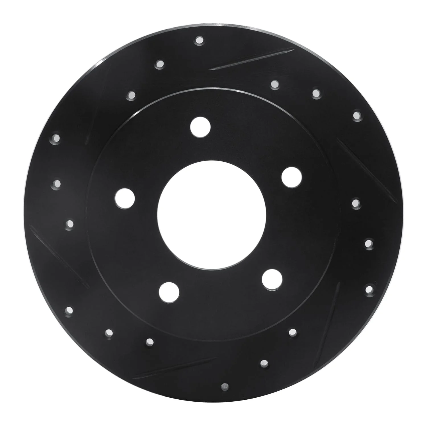 R1 Concepts 86-92 Buick Reatta Rear Left Drilled & Slotted Black Brake Rotor