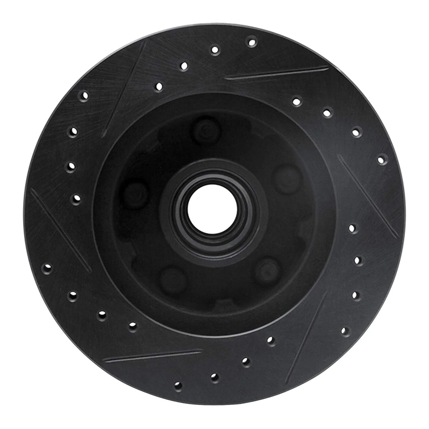 R1 Concepts 86-92 Ford Bronco II Front Right Drilled & Slotted Black Brake Rotor - Image 2