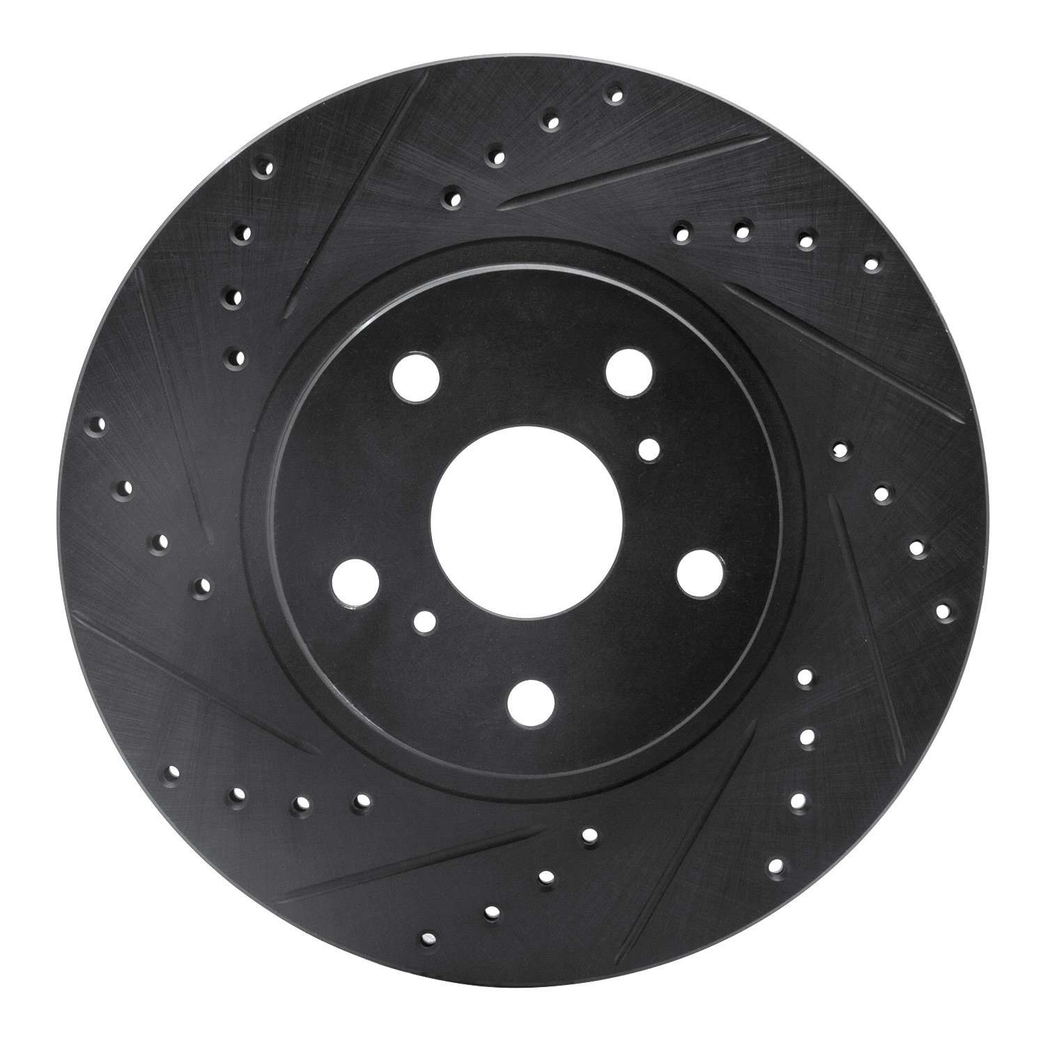 R1 Concepts 86-92 Toyota Supra Front Left Drilled & Slotted Black Brake Rotor