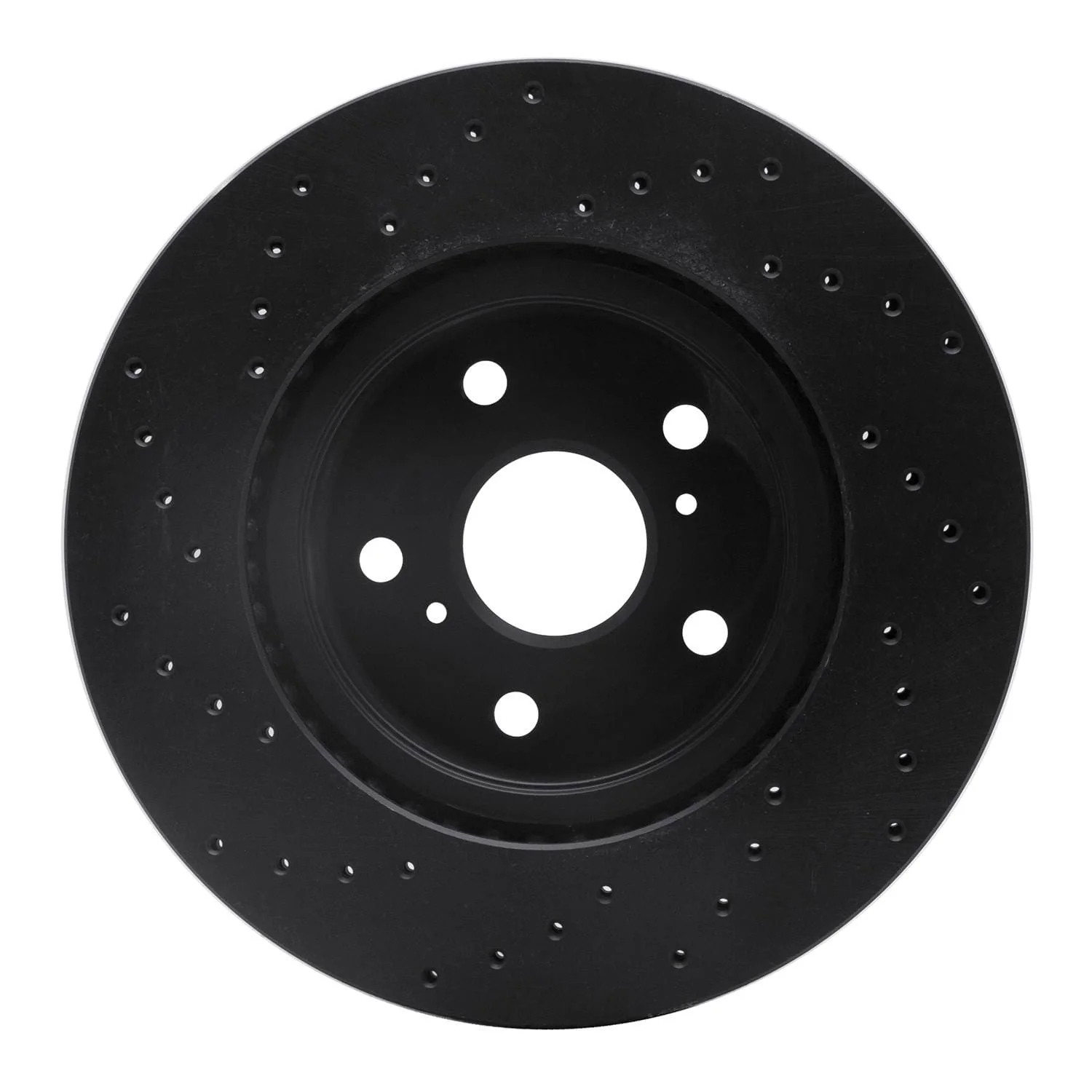 R1 Concepts 86-92 Toyota Supra Front Right Drilled Black Brake Rotor - Image 2