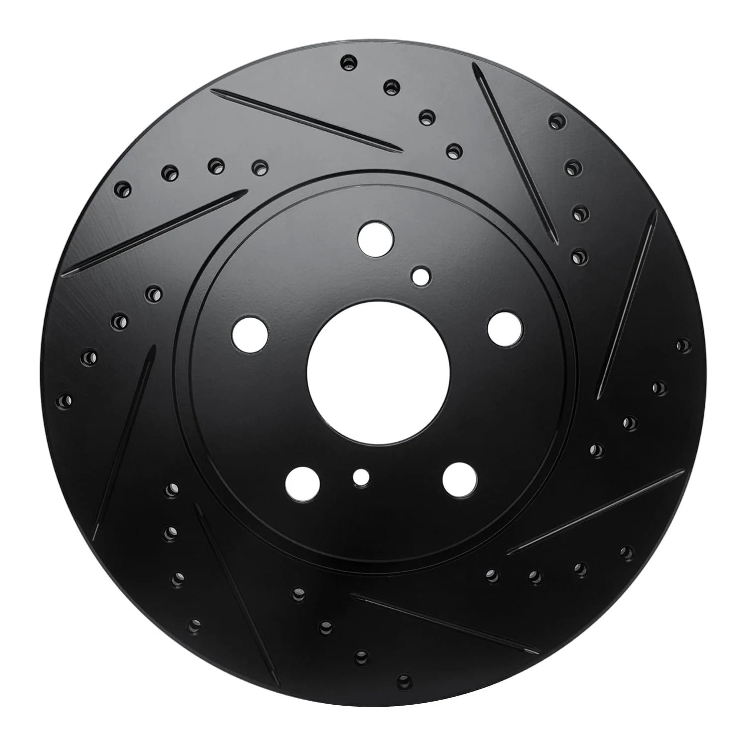 R1 Concepts 86-92 Toyota Supra Front Right Drilled & Slotted Black Brake Rotor