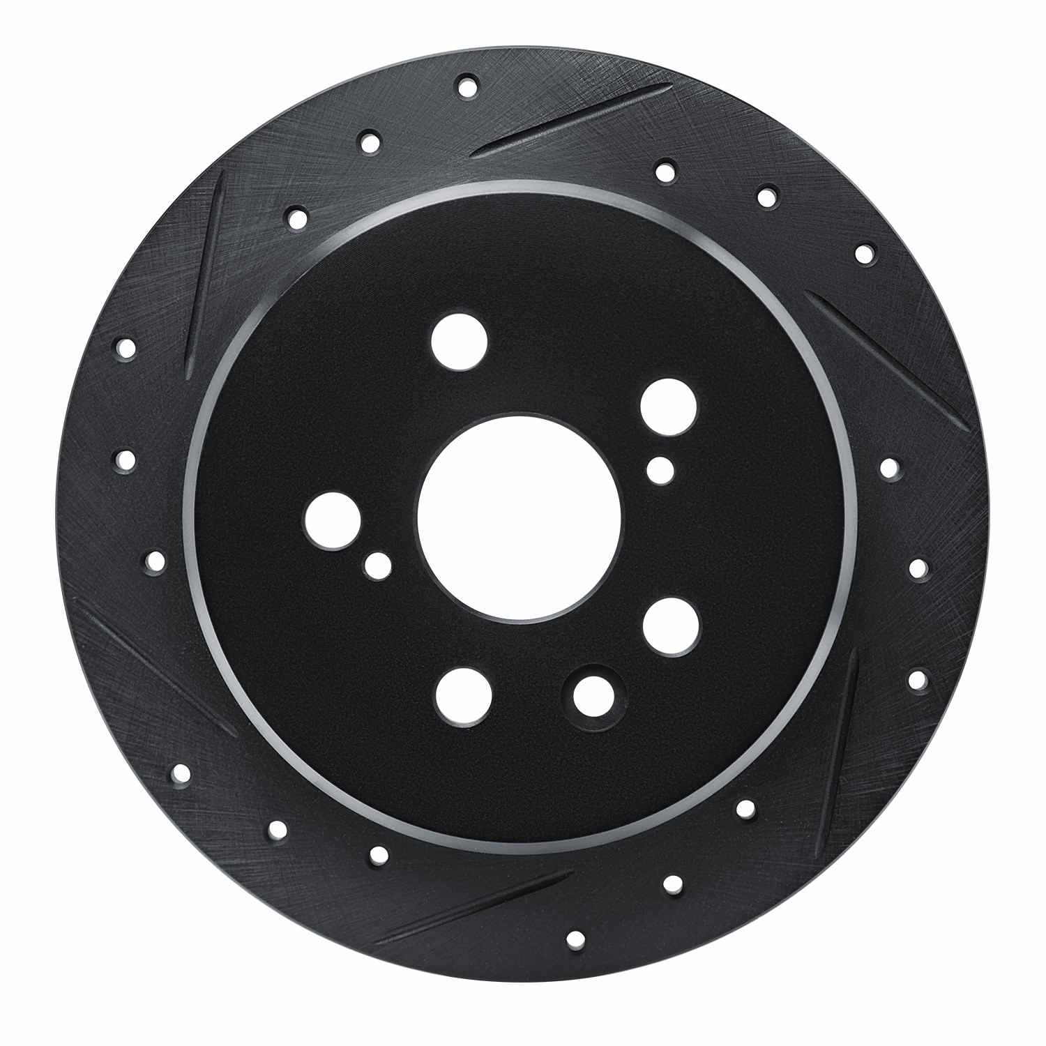 R1 Concepts 86-93 Lexus ES250 Rear Left Drilled & Slotted Black Brake Rotor
